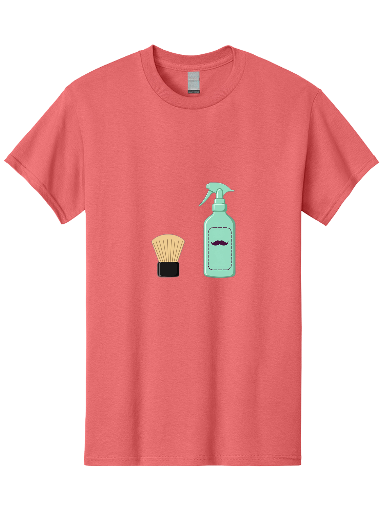 Shaving-Brush-And-Spray-Bottle Men'S Graphic Tee, 100% Cotton, Comfortable Casual Summer Wear, Machine Washable, Shaving Brush, Shaving Kit, Mustache Grooming, Men'S Grooming Products, Personal Care, Grooming Accessories, Shaving Essentials, Bad543 4