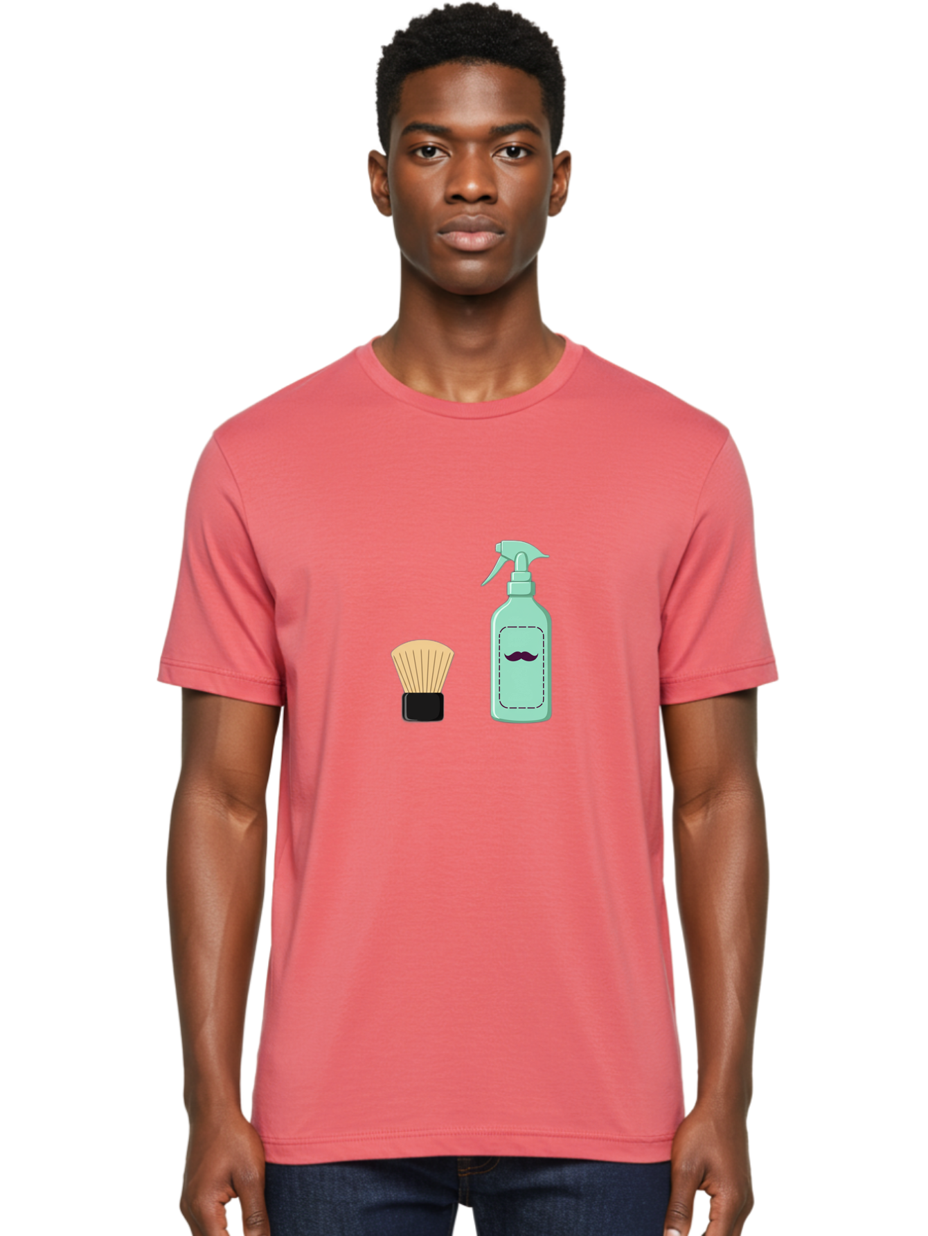 Shaving-Brush-And-Spray-Bottle Men'S Graphic Tee, 100% Cotton, Comfortable Casual Summer Wear, Machine Washable, Shaving Brush, Shaving Kit, Mustache Grooming, Men'S Grooming Products, Personal Care, Grooming Accessories, Shaving Essentials, Bad543 19