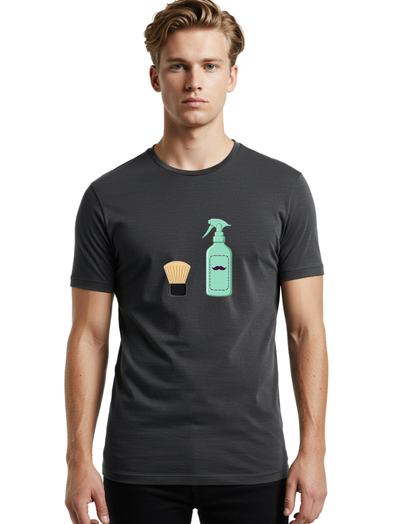 Shaving-Brush-And-Spray-Bottle Men'S Graphic Tee, 100% Cotton, Comfortable Casual Summer Wear, Machine Washable, Shaving Brush, Shaving Kit, Mustache Grooming, Men'S Grooming Products, Personal Care, Grooming Accessories, Shaving Essentials, Bad543 26