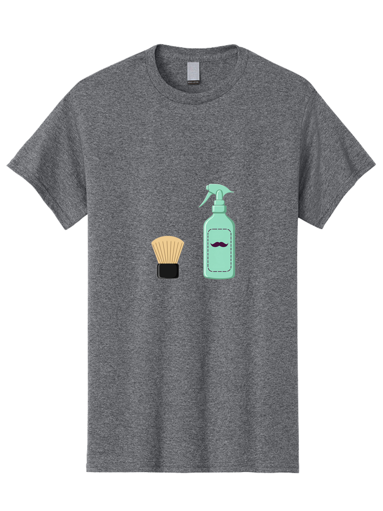 Shaving-Brush-And-Spray-Bottle Men'S Graphic Tee, 100% Cotton, Comfortable Casual Summer Wear, Machine Washable, Shaving Brush, Shaving Kit, Mustache Grooming, Men'S Grooming Products, Personal Care, Grooming Accessories, Shaving Essentials, Bad543