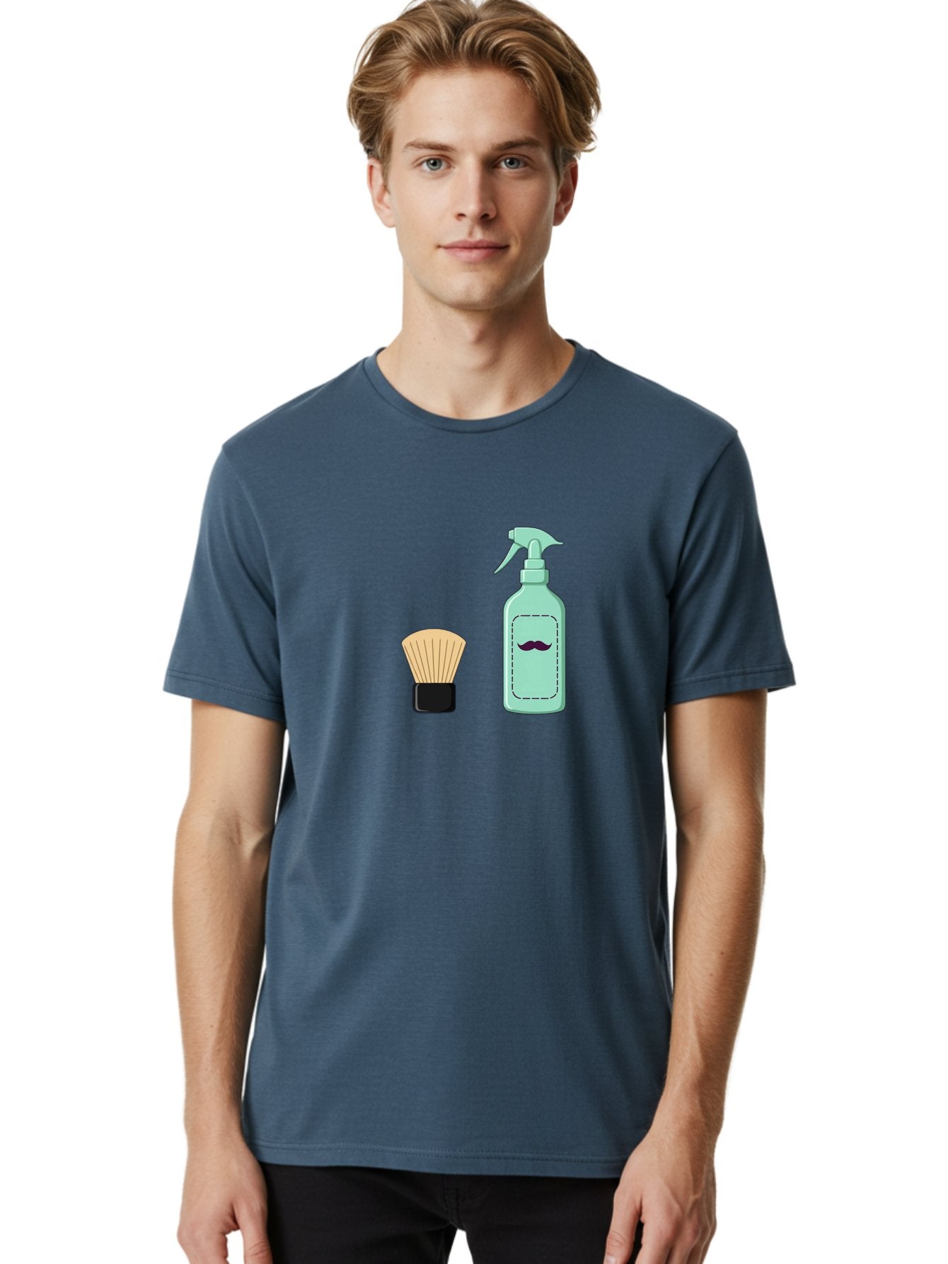 Shaving-Brush-And-Spray-Bottle Men'S Graphic Tee, 100% Cotton, Comfortable Casual Summer Wear, Machine Washable, Shaving Brush, Shaving Kit, Mustache Grooming, Men'S Grooming Products, Personal Care, Grooming Accessories, Shaving Essentials, Bad543 26