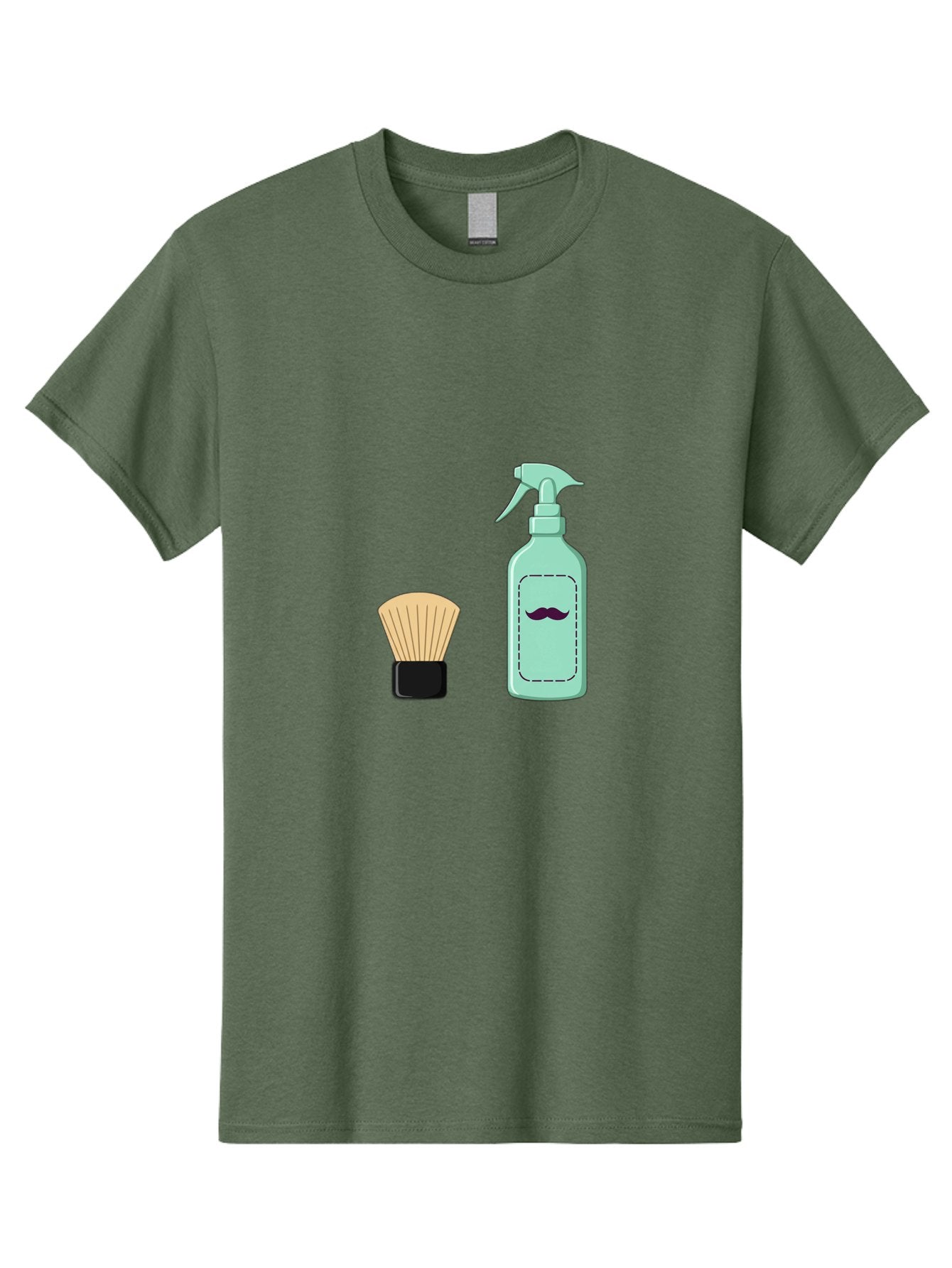 Shaving-Brush-And-Spray-Bottle Men'S Graphic Tee, 100% Cotton, Comfortable Casual Summer Wear, Machine Washable, Shaving Brush, Shaving Kit, Mustache Grooming, Men'S Grooming Products, Personal Care, Grooming Accessories, Shaving Essentials, Bad543