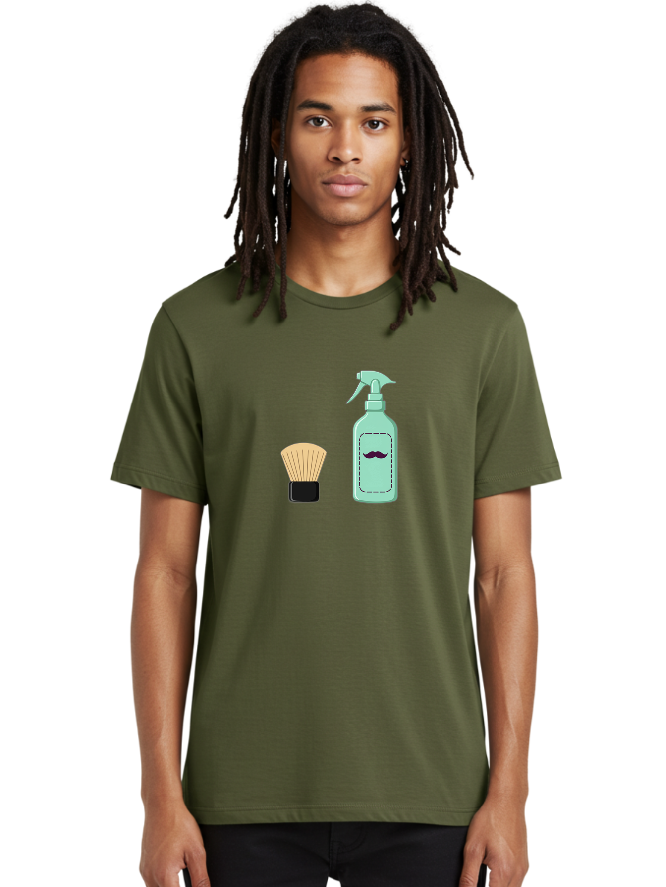 Shaving-Brush-And-Spray-Bottle Men'S Graphic Tee, 100% Cotton, Comfortable Casual Summer Wear, Machine Washable, Shaving Brush, Shaving Kit, Mustache Grooming, Men'S Grooming Products, Personal Care, Grooming Accessories, Shaving Essentials, Bad543 25