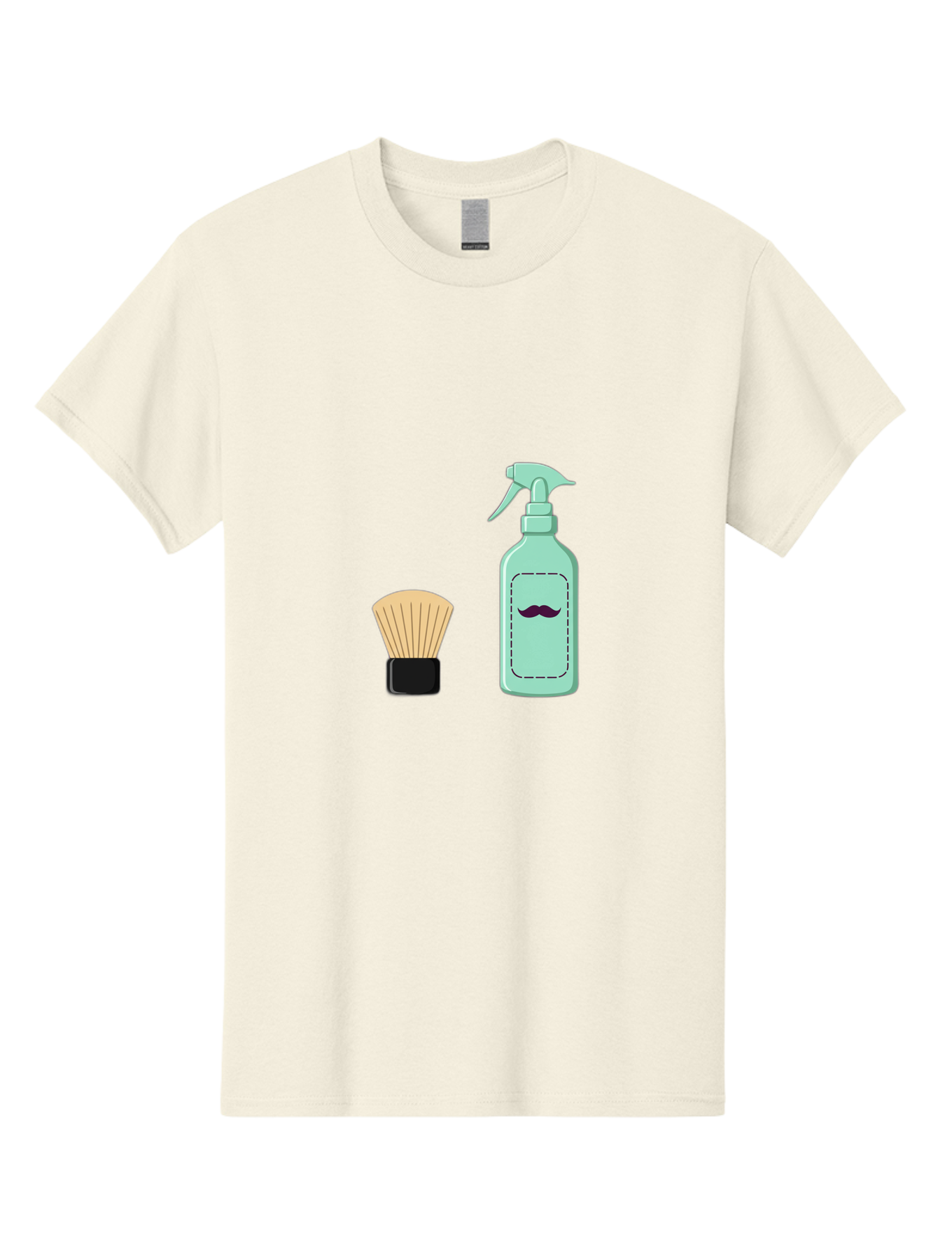 Shaving-Brush-And-Spray-Bottle Men'S Graphic Tee, 100% Cotton, Comfortable Casual Summer Wear, Machine Washable, Shaving Brush, Shaving Kit, Mustache Grooming, Men'S Grooming Products, Personal Care, Grooming Accessories, Shaving Essentials, Bad543 3