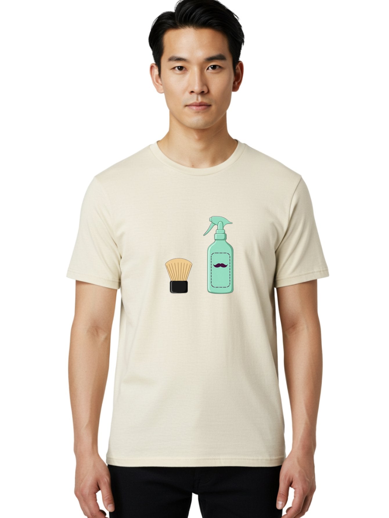 Shaving-Brush-And-Spray-Bottle Men'S Graphic Tee, 100% Cotton, Comfortable Casual Summer Wear, Machine Washable, Shaving Brush, Shaving Kit, Mustache Grooming, Men'S Grooming Products, Personal Care, Grooming Accessories, Shaving Essentials, Bad543 28