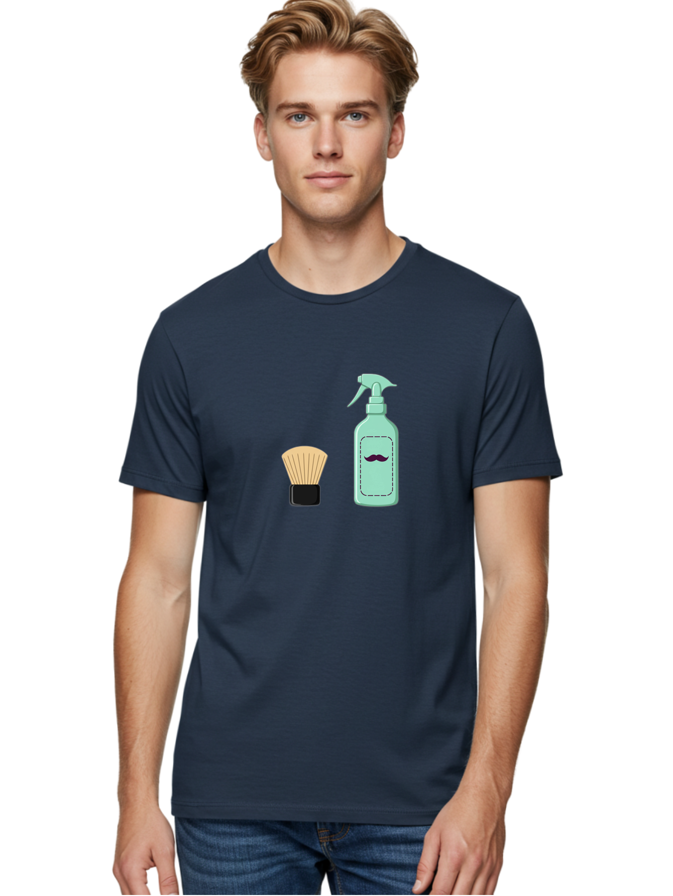 Shaving-Brush-And-Spray-Bottle Men'S Graphic Tee, 100% Cotton, Comfortable Casual Summer Wear, Machine Washable, Shaving Brush, Shaving Kit, Mustache Grooming, Men'S Grooming Products, Personal Care, Grooming Accessories, Shaving Essentials, Bad543 21