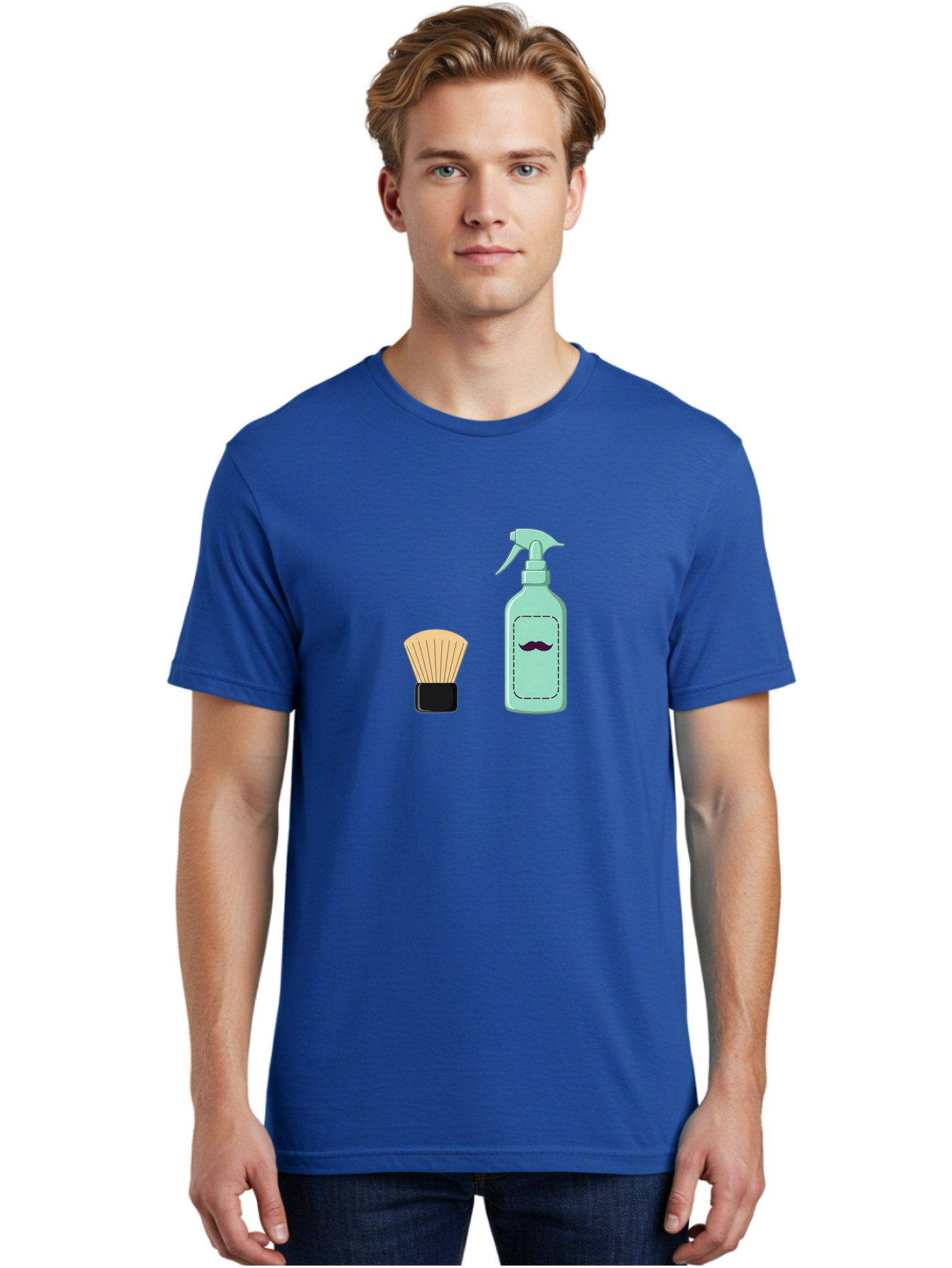 Shaving-Brush-And-Spray-Bottle Men'S Graphic Tee, 100% Cotton, Comfortable Casual Summer Wear, Machine Washable, Shaving Brush, Shaving Kit, Mustache Grooming, Men'S Grooming Products, Personal Care, Grooming Accessories, Shaving Essentials, Bad543 30