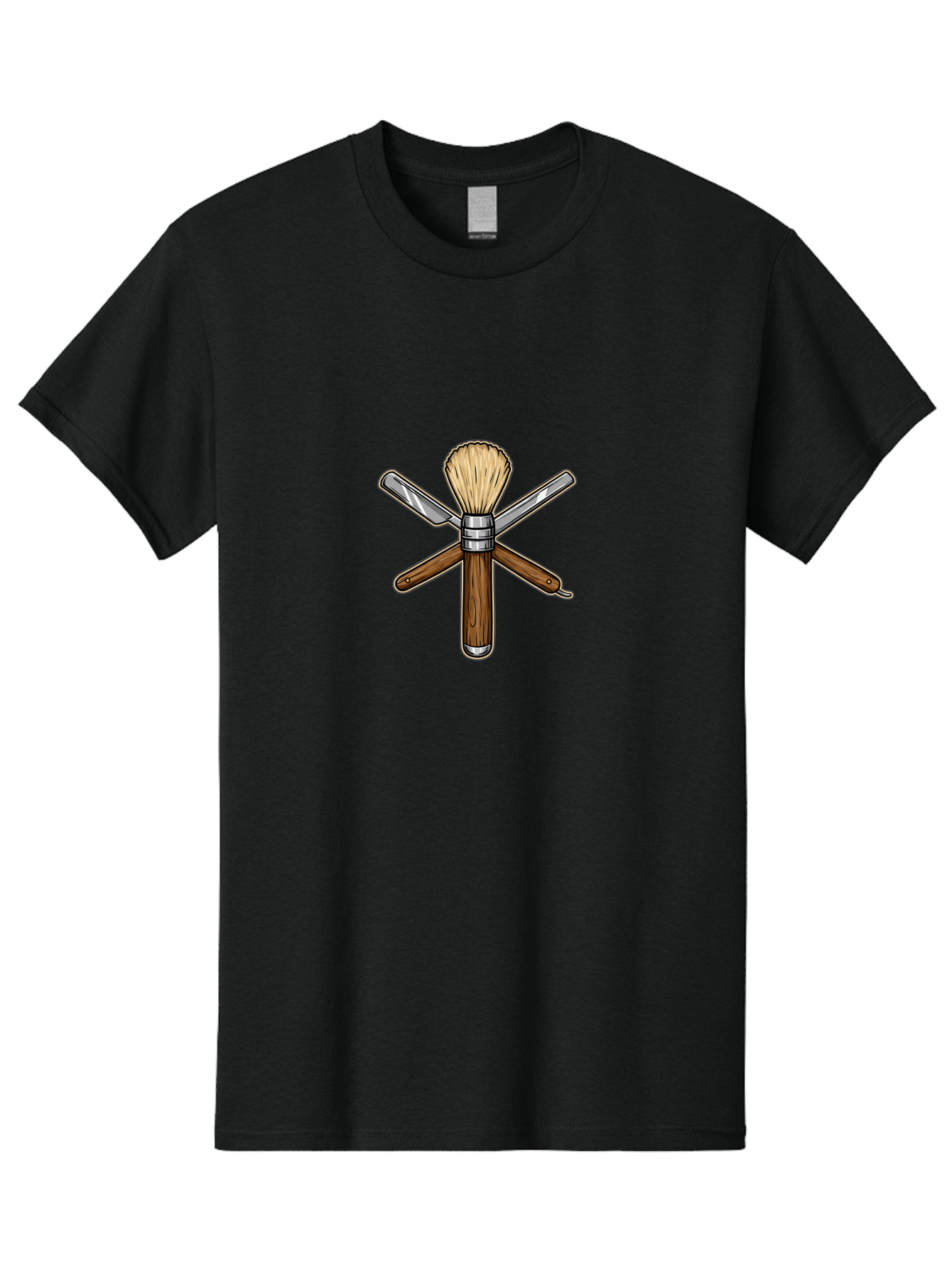 Shaving-Brush-Crossed-Razors Men'S Graphic Tee, 100% Cotton, Comfortable Casual Summer Wear, Machine Washable, Shaving Brush, Shaving Kit, Shaving Tools, Straight Razor, Safety Razor, Grooming, Shaving Essentials, Men'S Grooming, Bad544 9