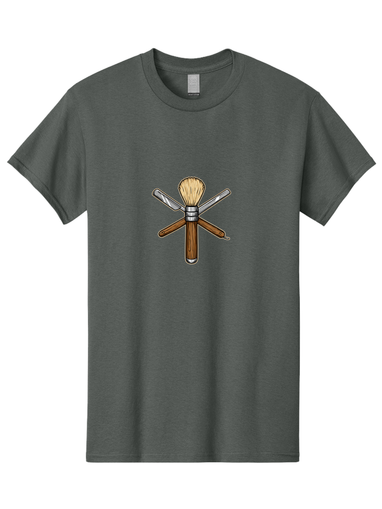 Shaving-Brush-Crossed-Razors Men'S Graphic Tee, 100% Cotton, Comfortable Casual Summer Wear, Machine Washable, Shaving Brush, Shaving Kit, Shaving Tools, Straight Razor, Safety Razor, Grooming, Shaving Essentials, Men'S Grooming, Bad544 12