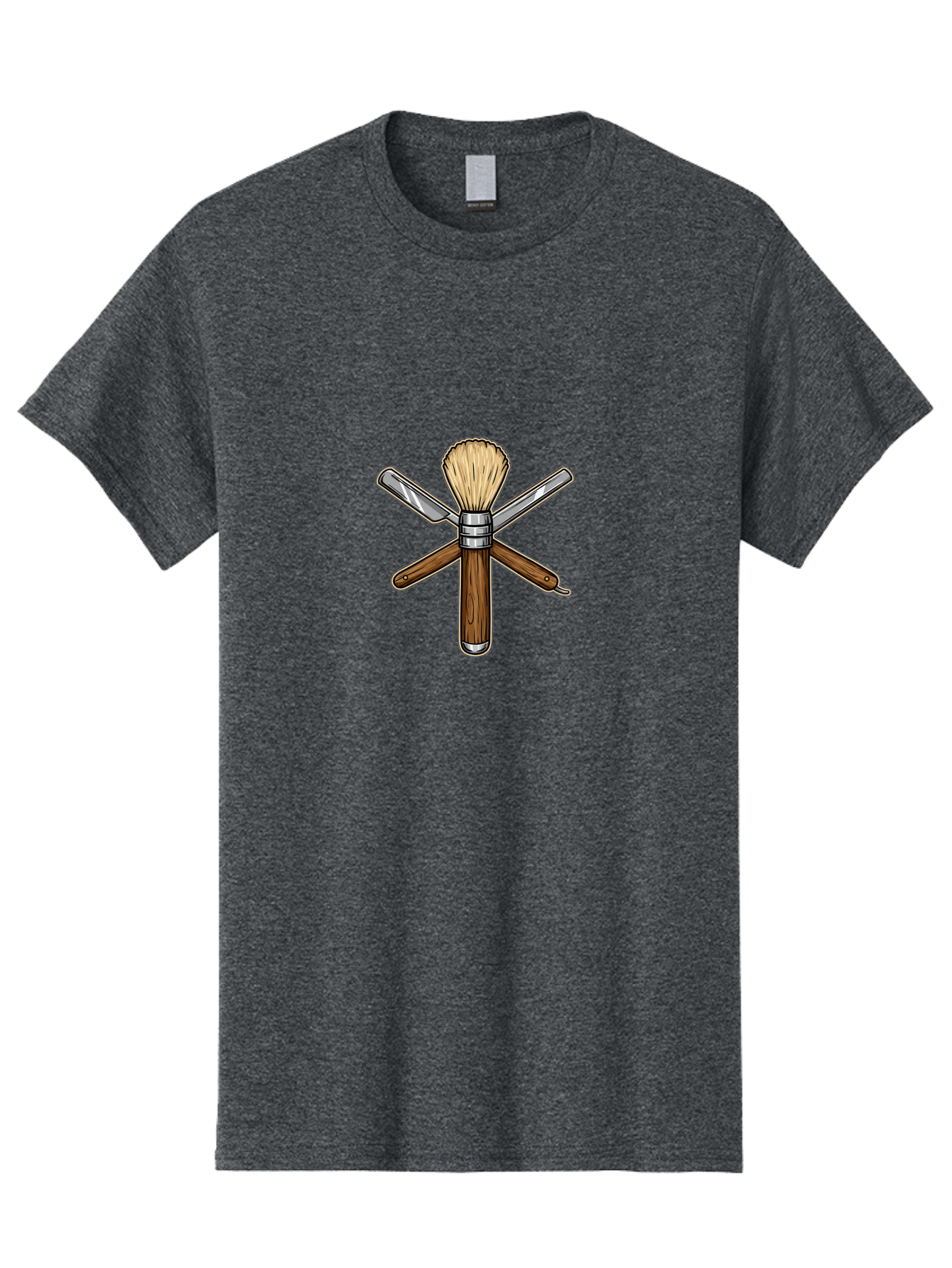 Shaving-Brush-Crossed-Razors Men'S Graphic Tee, 100% Cotton, Comfortable Casual Summer Wear, Machine Washable, Shaving Brush, Shaving Kit, Shaving Tools, Straight Razor, Safety Razor, Grooming, Shaving Essentials, Men'S Grooming, Bad544 13