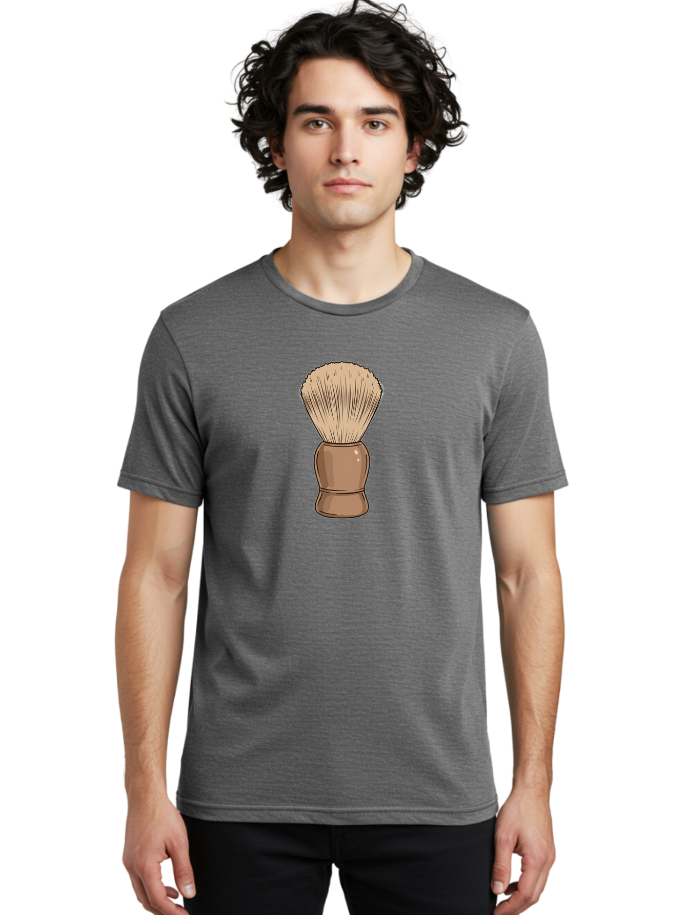 Shaving-Brush Men'S Graphic Tee, 100% Cotton, Comfortable Casual Summer Wear, Machine Washable, Shaving Brush, Shaving Kit, Men'S Grooming, Barber Tools, Traditional Shaving, Grooming Accessories, Soap Brush, Classic Shave Bad545 20
