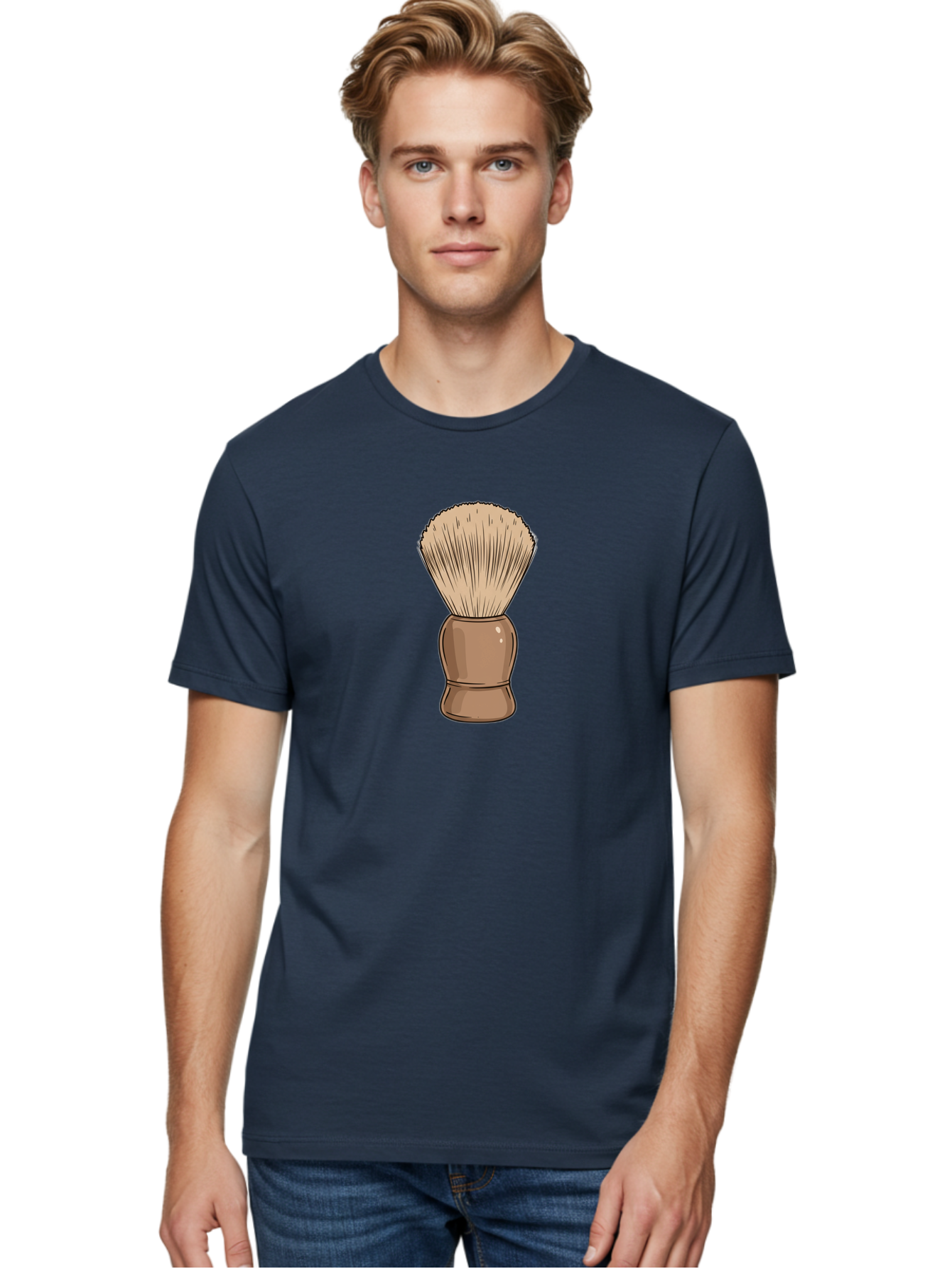 Shaving-Brush Men'S Graphic Tee, 100% Cotton, Comfortable Casual Summer Wear, Machine Washable, Shaving Brush, Shaving Kit, Men'S Grooming, Barber Tools, Traditional Shaving, Grooming Accessories, Soap Brush, Classic Shave Bad545 17