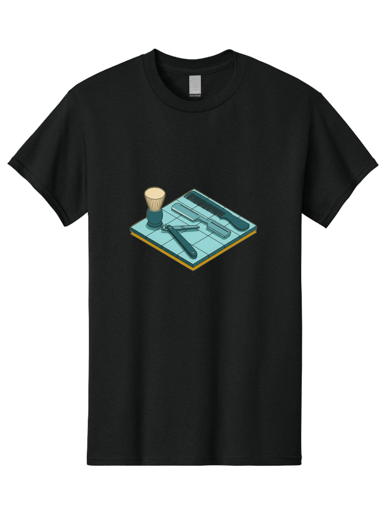 Shaving-Kit Men'S Graphic Tee, 100% Cotton, Comfortable Casual Summer Wear, Machine Washable, Shaving Kit, Straight Razor, Comb, Shaving Brush, Grooming Tools, Men'S Grooming, Barber Supplies, Personal Care Bad546 5