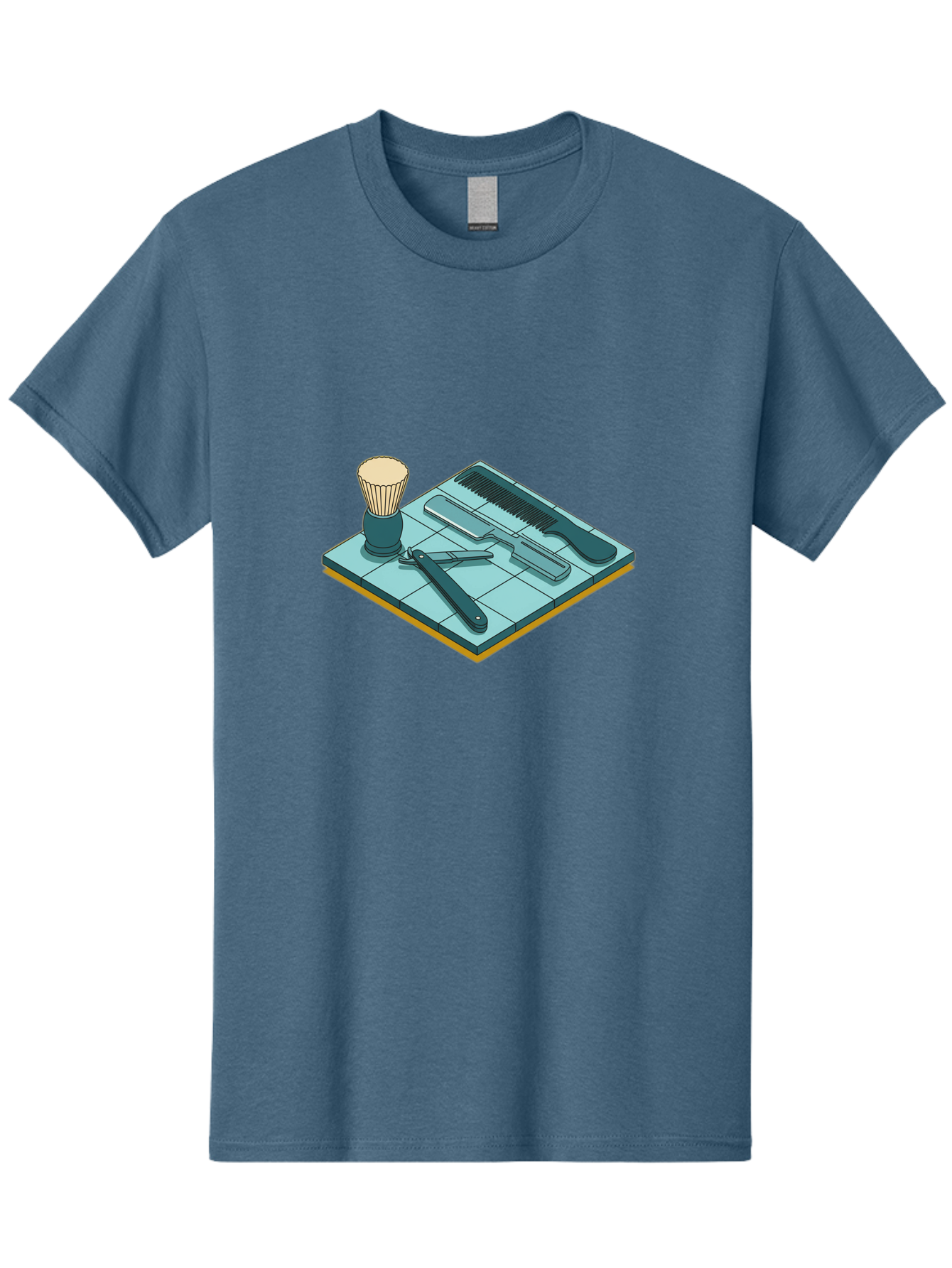 Shaving-Kit Men'S Graphic Tee, 100% Cotton, Comfortable Casual Summer Wear, Machine Washable, Shaving Kit, Straight Razor, Comb, Shaving Brush, Grooming Tools, Men'S Grooming, Barber Supplies, Personal Care Bad546 11