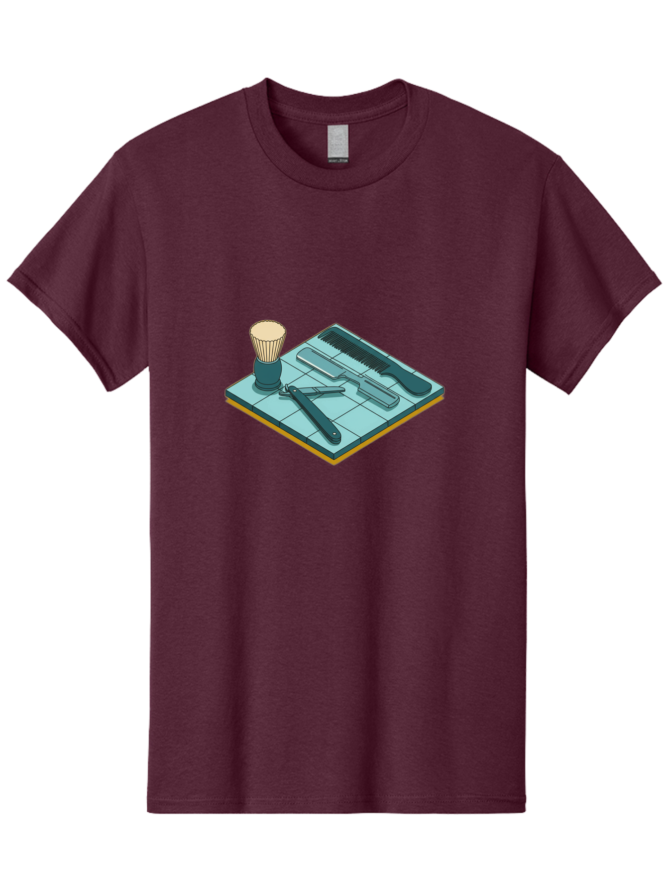 Shaving-Kit Men'S Graphic Tee, 100% Cotton, Comfortable Casual Summer Wear, Machine Washable, Shaving Kit, Straight Razor, Comb, Shaving Brush, Grooming Tools, Men'S Grooming, Barber Supplies, Personal Care Bad546 12