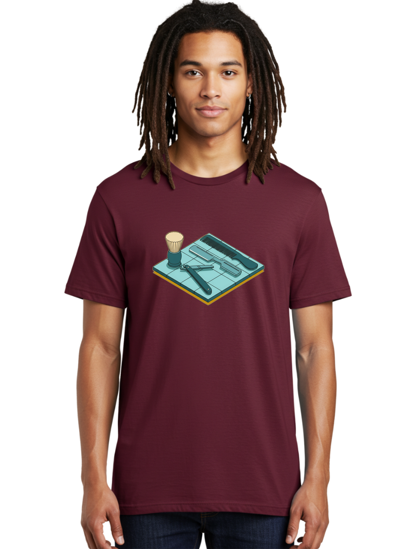 Shaving-Kit Men'S Graphic Tee, 100% Cotton, Comfortable Casual Summer Wear, Machine Washable, Shaving Kit, Straight Razor, Comb, Shaving Brush, Grooming Tools, Men'S Grooming, Barber Supplies, Personal Care Bad546 27