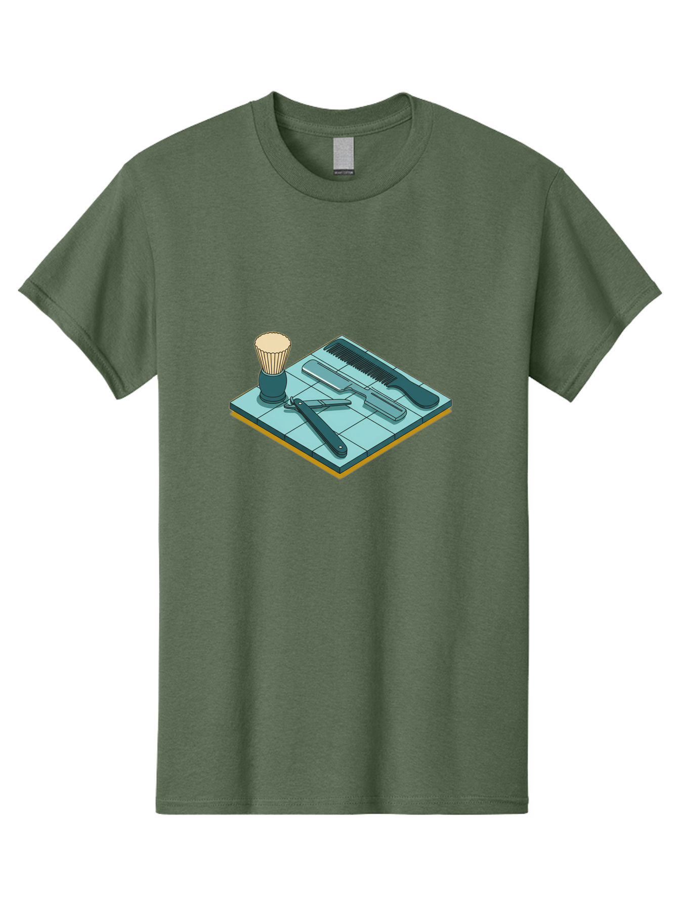 Shaving-Kit Men'S Graphic Tee, 100% Cotton, Comfortable Casual Summer Wear, Machine Washable, Shaving Kit, Straight Razor, Comb, Shaving Brush, Grooming Tools, Men'S Grooming, Barber Supplies, Personal Care Bad546 3