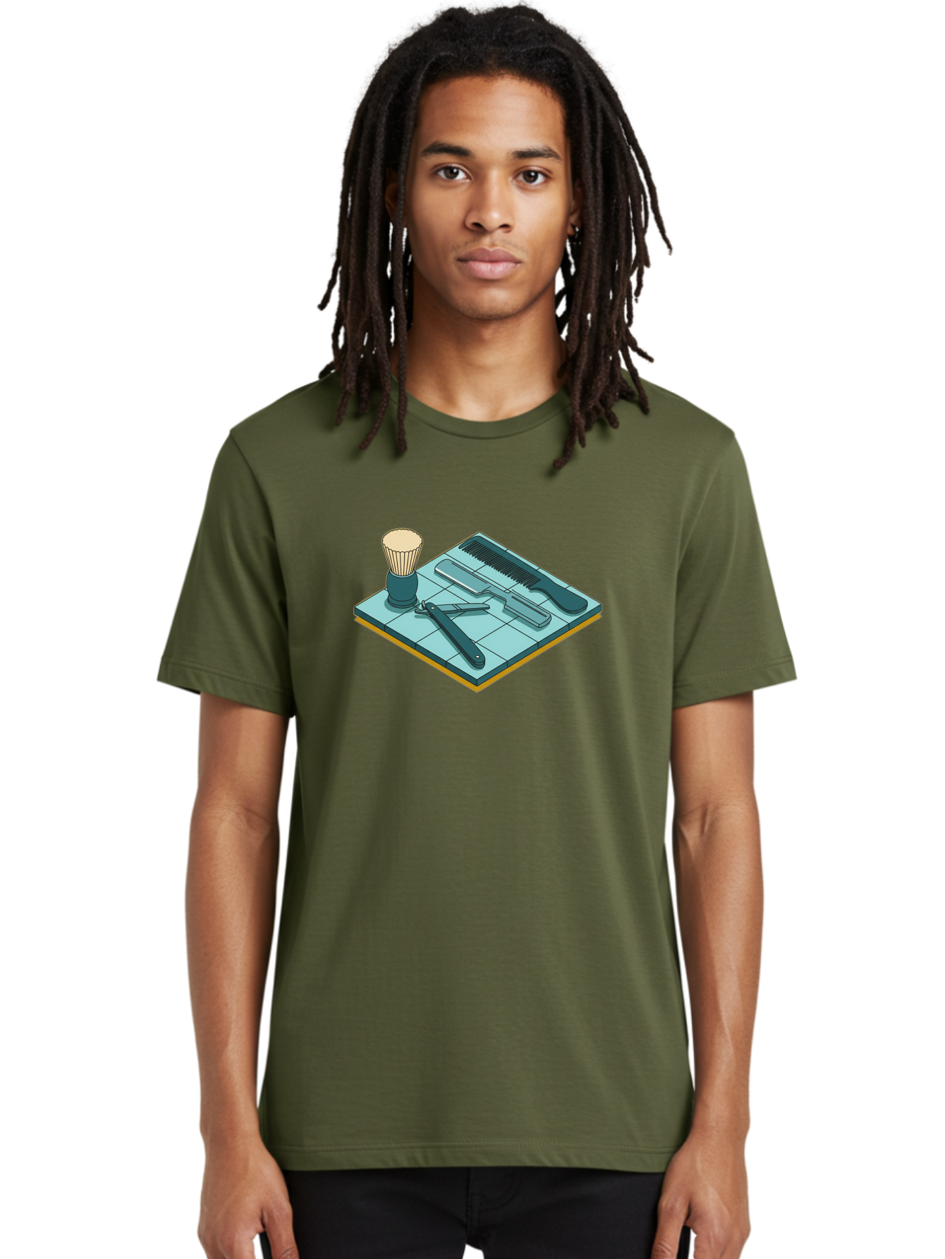 Shaving-Kit Men'S Graphic Tee, 100% Cotton, Comfortable Casual Summer Wear, Machine Washable, Shaving Kit, Straight Razor, Comb, Shaving Brush, Grooming Tools, Men'S Grooming, Barber Supplies, Personal Care Bad546 18