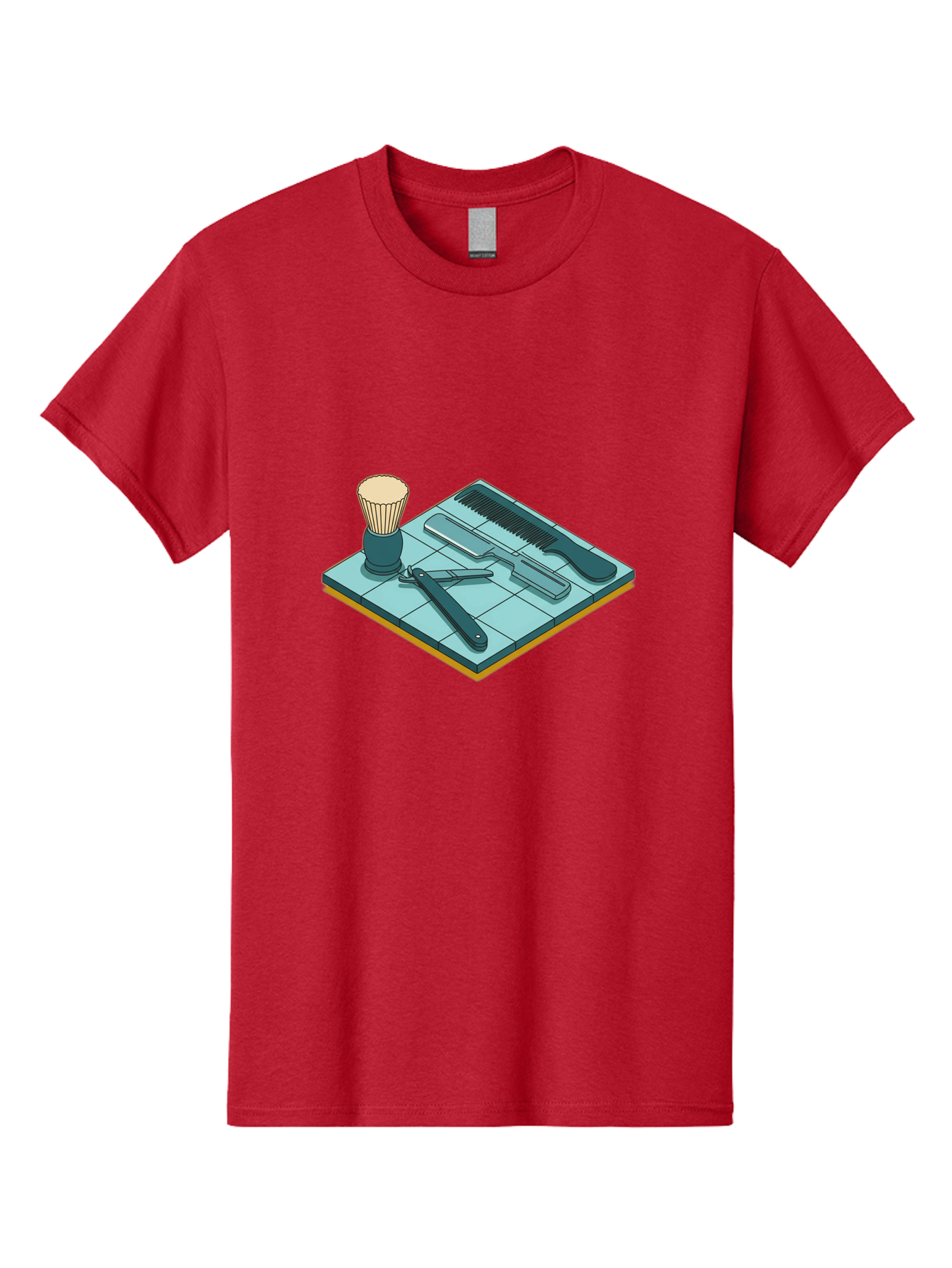 Shaving-Kit Men'S Graphic Tee, 100% Cotton, Comfortable Casual Summer Wear, Machine Washable, Shaving Kit, Straight Razor, Comb, Shaving Brush, Grooming Tools, Men'S Grooming, Barber Supplies, Personal Care Bad546 8