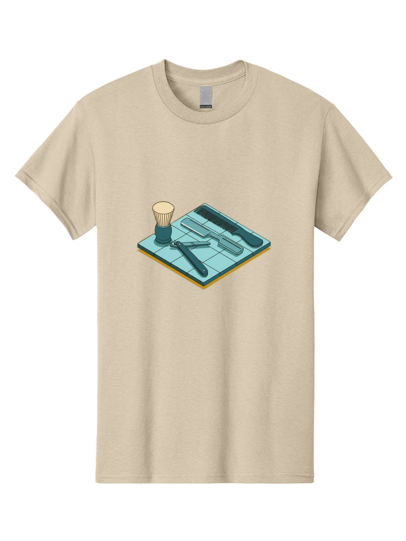 Shaving-Kit Men'S Graphic Tee, 100% Cotton, Comfortable Casual Summer Wear, Machine Washable, Shaving Kit, Straight Razor, Comb, Shaving Brush, Grooming Tools, Men'S Grooming, Barber Supplies, Personal Care Bad546 10
