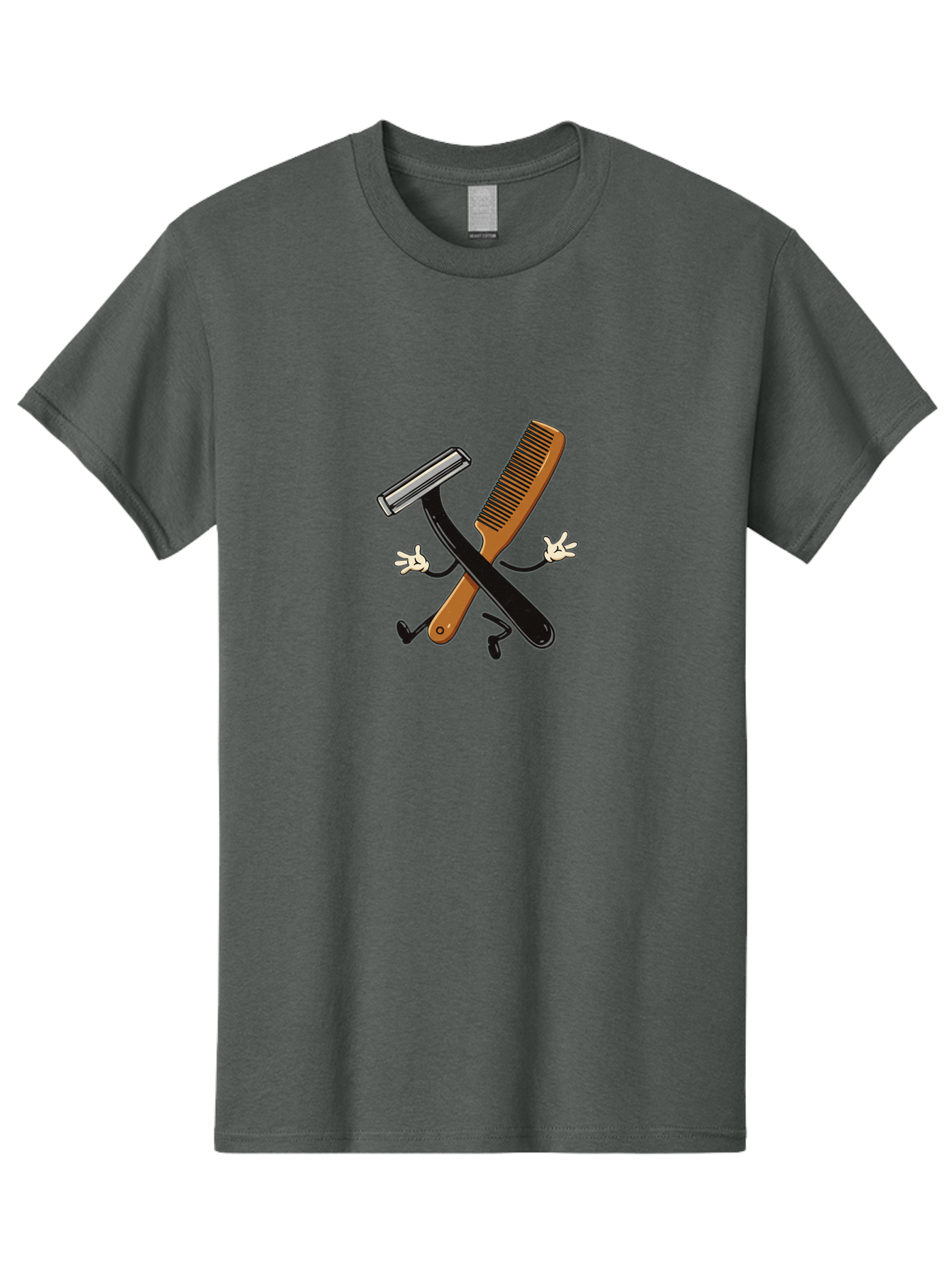 Shaving-Razor-Comb Men'S Graphic Tee, 100% Cotton, Comfortable Casual Summer Wear, Machine Washable, Shaving Razor And Comb, Grooming Tools, Barber Supplies, Men'S Grooming, Shaving Accessories, Styling Comb Bad547