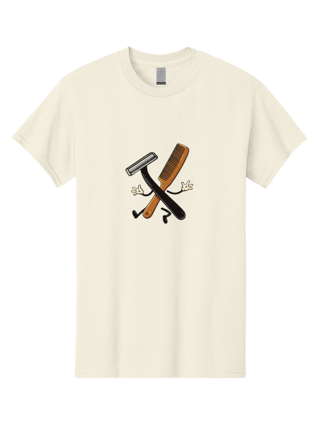 Shaving-Razor-Comb Men'S Graphic Tee, 100% Cotton, Comfortable Casual Summer Wear, Machine Washable, Shaving Razor And Comb, Grooming Tools, Barber Supplies, Men'S Grooming, Shaving Accessories, Styling Comb Bad547 5