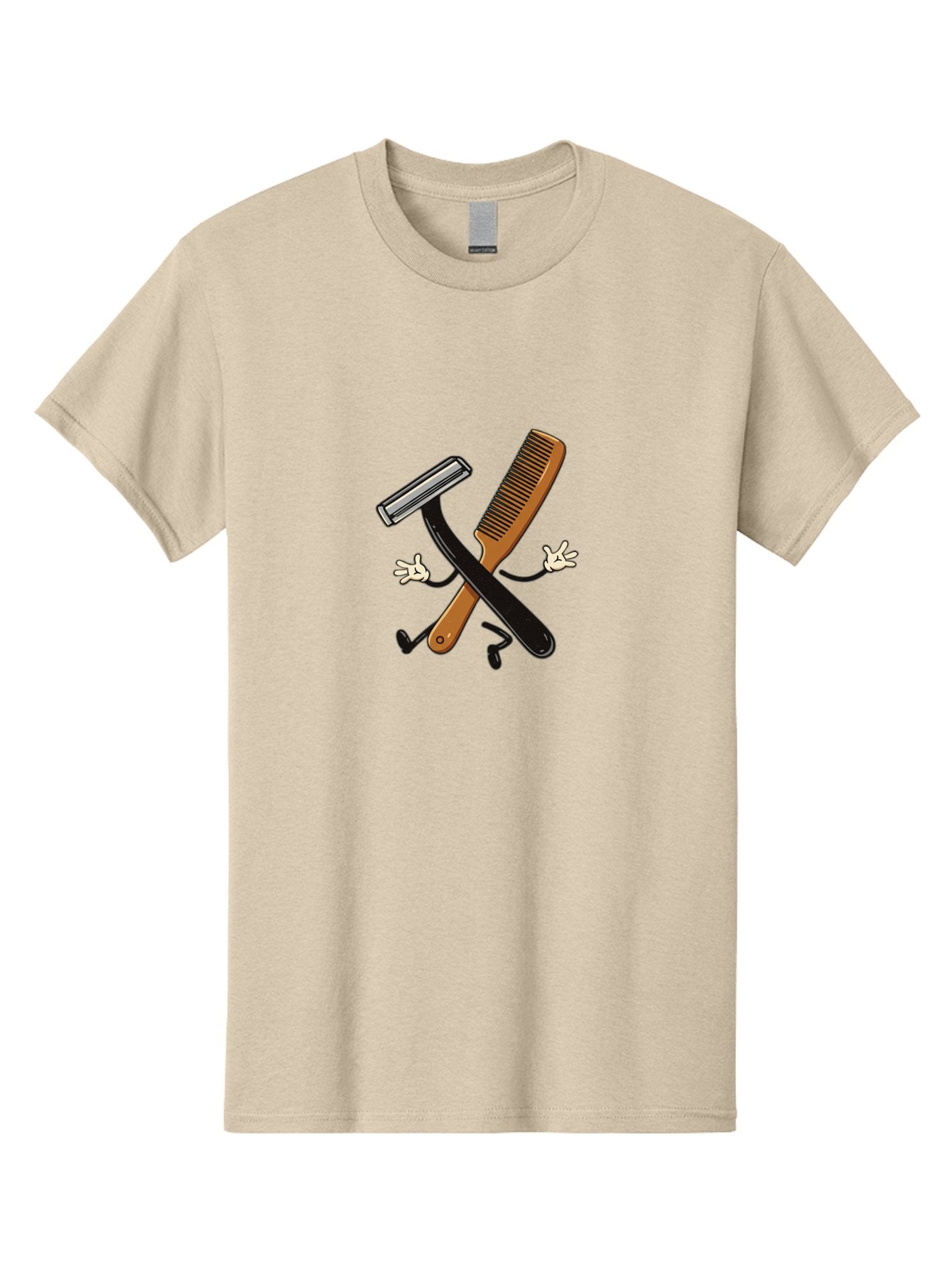 Shaving-Razor-Comb Men'S Graphic Tee, 100% Cotton, Comfortable Casual Summer Wear, Machine Washable, Shaving Razor And Comb, Grooming Tools, Barber Supplies, Men'S Grooming, Shaving Accessories, Styling Comb Bad547 4