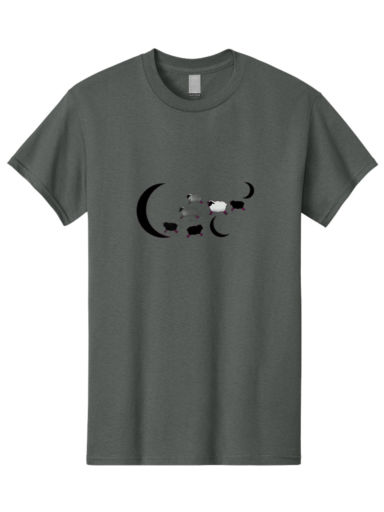 Sheep-And-Moon Men'S Graphic Tee, 100% Cotton, Comfortable Casual Summer Wear, Machine Washable, Sheep Jumping, Crescent Moon, Flock Of Sheep, Counting Sheep, Sleep Aid, Surreal Artwork, Dreamy Imagery, Black And White Sheep, Minimalist Design Bad548 14