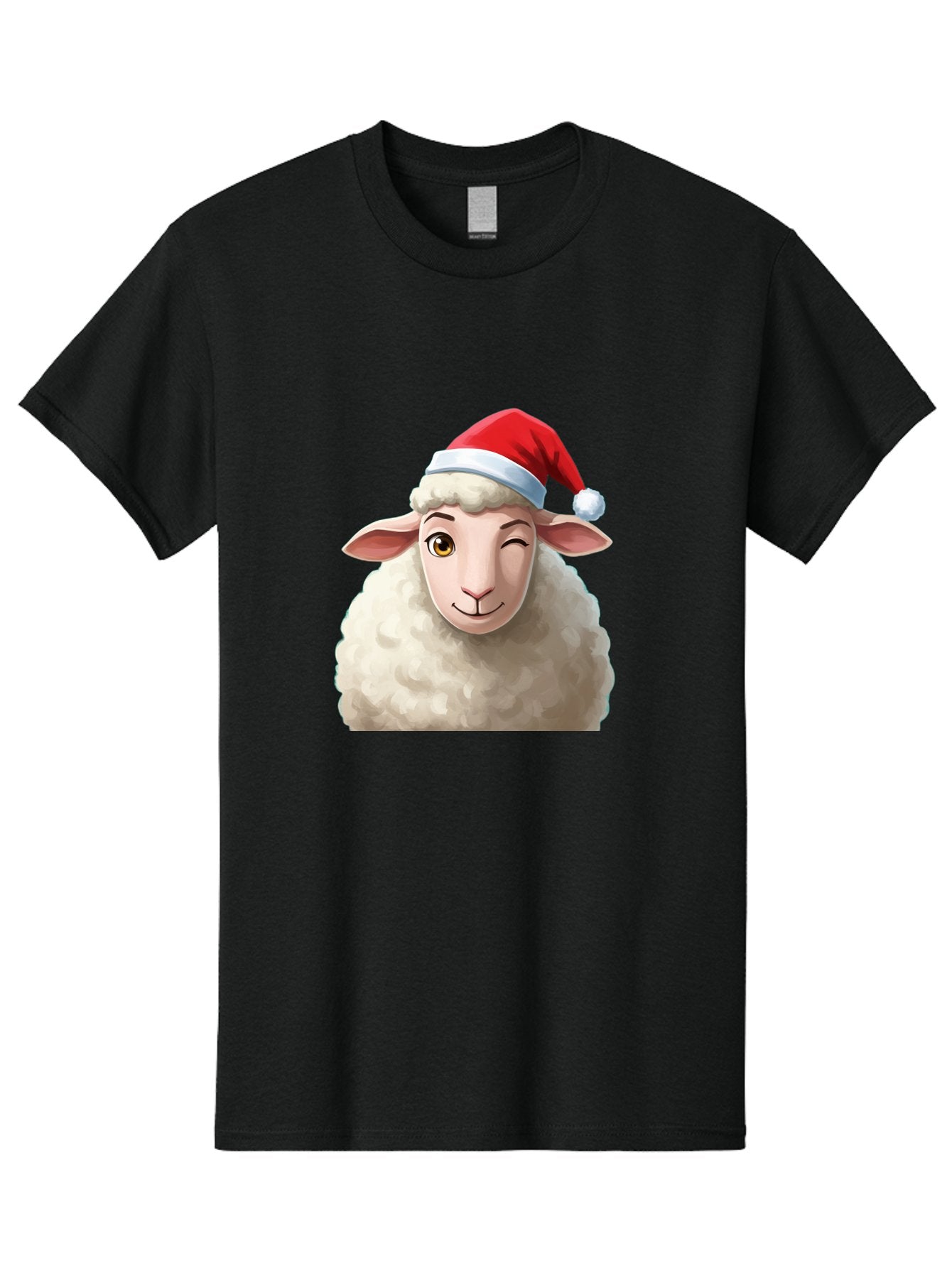 Sheep-In-Santa-Hat-1 Men'S Graphic Tee, 100% Cotton, Comfortable Casual Summer Wear, Machine Washable, Cartoon Sheep, Santa Hat, Christmas Character, Festive Animal, Holiday Cheer, Fluffy Sheep, Merry Christmas, Winter Wonderland, Funny Sheep Bad549 8