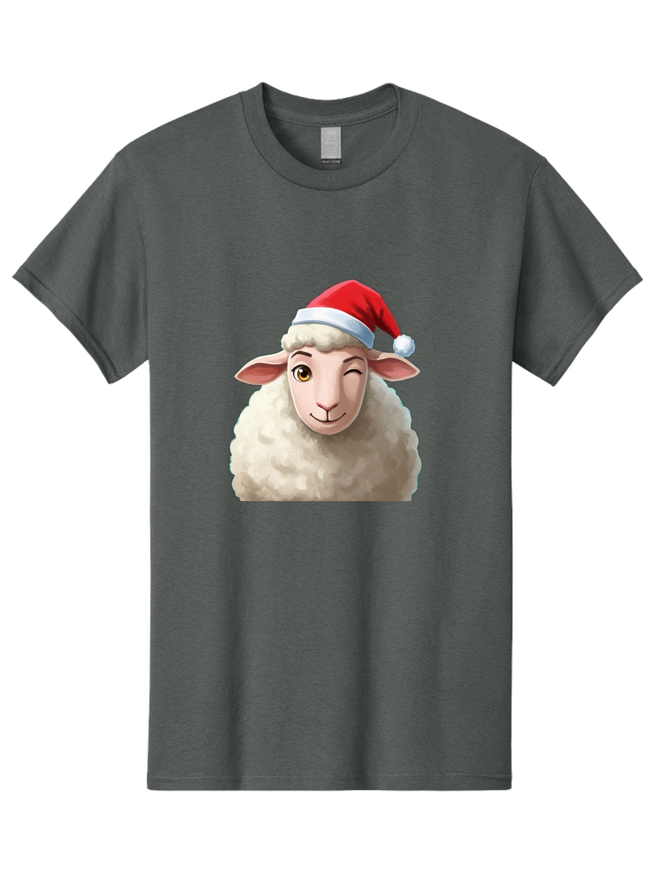 Sheep-In-Santa-Hat-1 Men'S Graphic Tee, 100% Cotton, Comfortable Casual Summer Wear, Machine Washable, Cartoon Sheep, Santa Hat, Christmas Character, Festive Animal, Holiday Cheer, Fluffy Sheep, Merry Christmas, Winter Wonderland, Funny Sheep Bad549 12