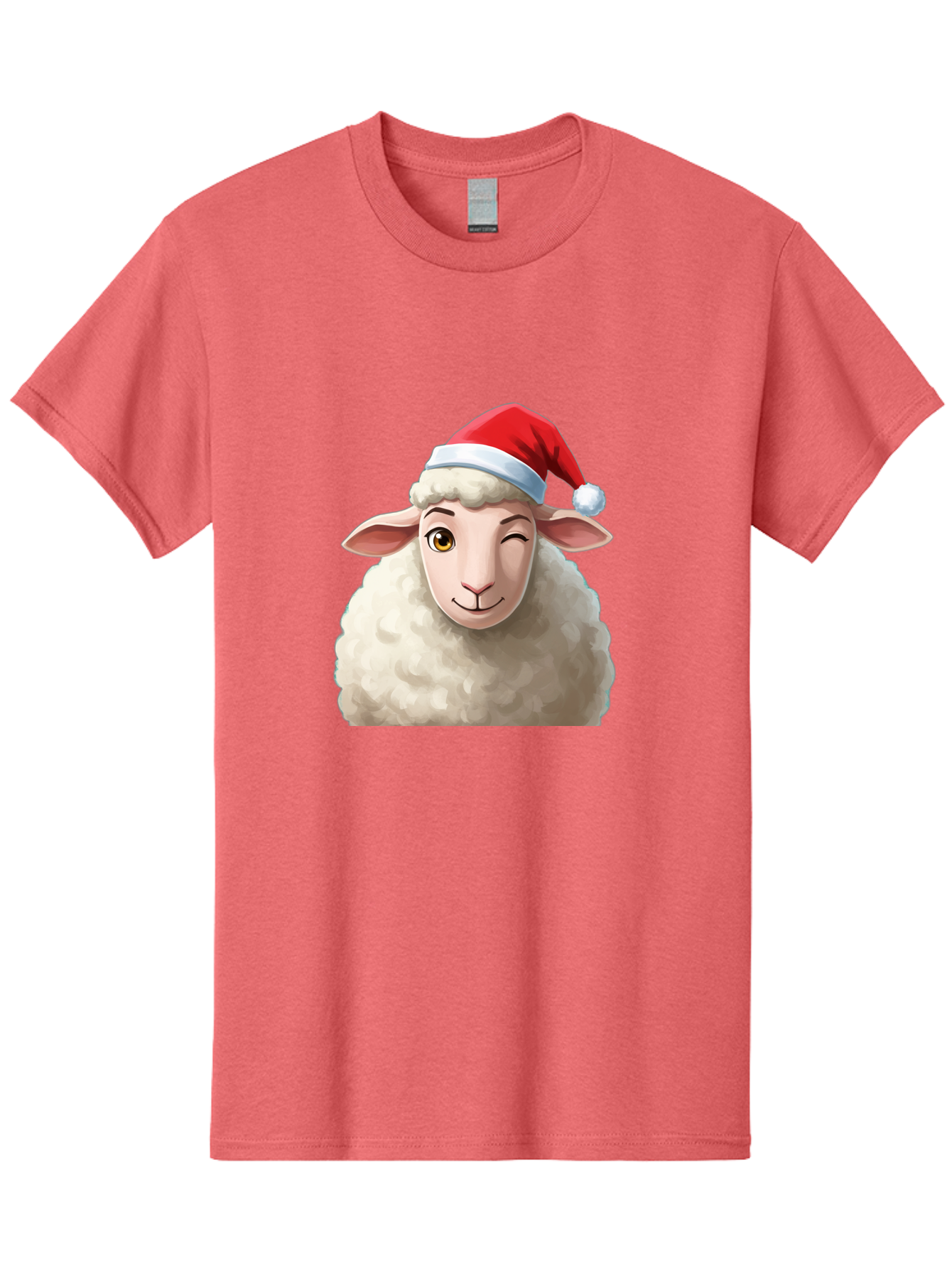 Sheep-In-Santa-Hat-1 Men'S Graphic Tee, 100% Cotton, Comfortable Casual Summer Wear, Machine Washable, Cartoon Sheep, Santa Hat, Christmas Character, Festive Animal, Holiday Cheer, Fluffy Sheep, Merry Christmas, Winter Wonderland, Funny Sheep Bad549 12