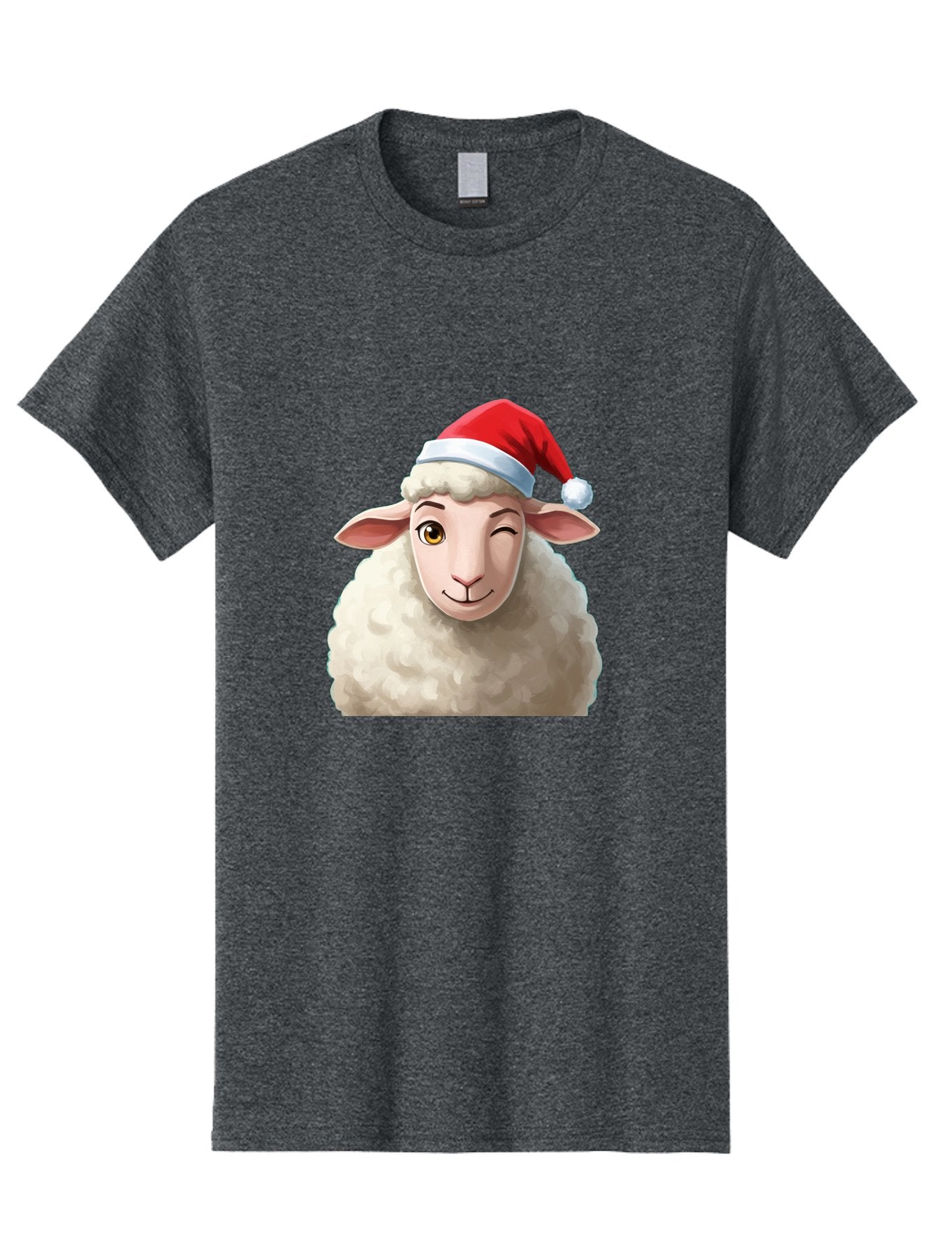 Sheep-In-Santa-Hat-1 Men'S Graphic Tee, 100% Cotton, Comfortable Casual Summer Wear, Machine Washable, Cartoon Sheep, Santa Hat, Christmas Character, Festive Animal, Holiday Cheer, Fluffy Sheep, Merry Christmas, Winter Wonderland, Funny Sheep Bad549 10