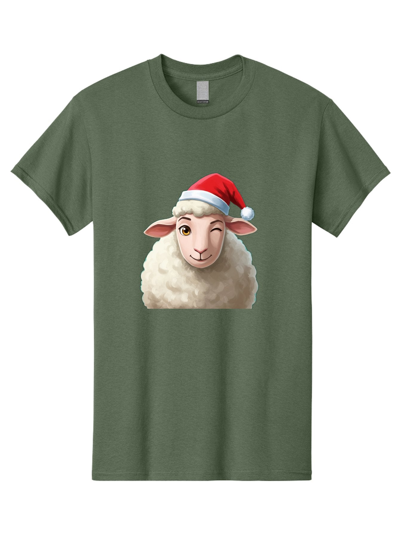 Sheep-In-Santa-Hat-1 Men'S Graphic Tee, 100% Cotton, Comfortable Casual Summer Wear, Machine Washable, Cartoon Sheep, Santa Hat, Christmas Character, Festive Animal, Holiday Cheer, Fluffy Sheep, Merry Christmas, Winter Wonderland, Funny Sheep Bad549 14