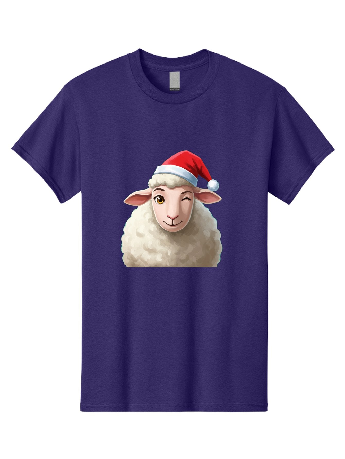 Sheep-In-Santa-Hat-1 Men'S Graphic Tee, 100% Cotton, Comfortable Casual Summer Wear, Machine Washable, Cartoon Sheep, Santa Hat, Christmas Character, Festive Animal, Holiday Cheer, Fluffy Sheep, Merry Christmas, Winter Wonderland, Funny Sheep Bad549 11