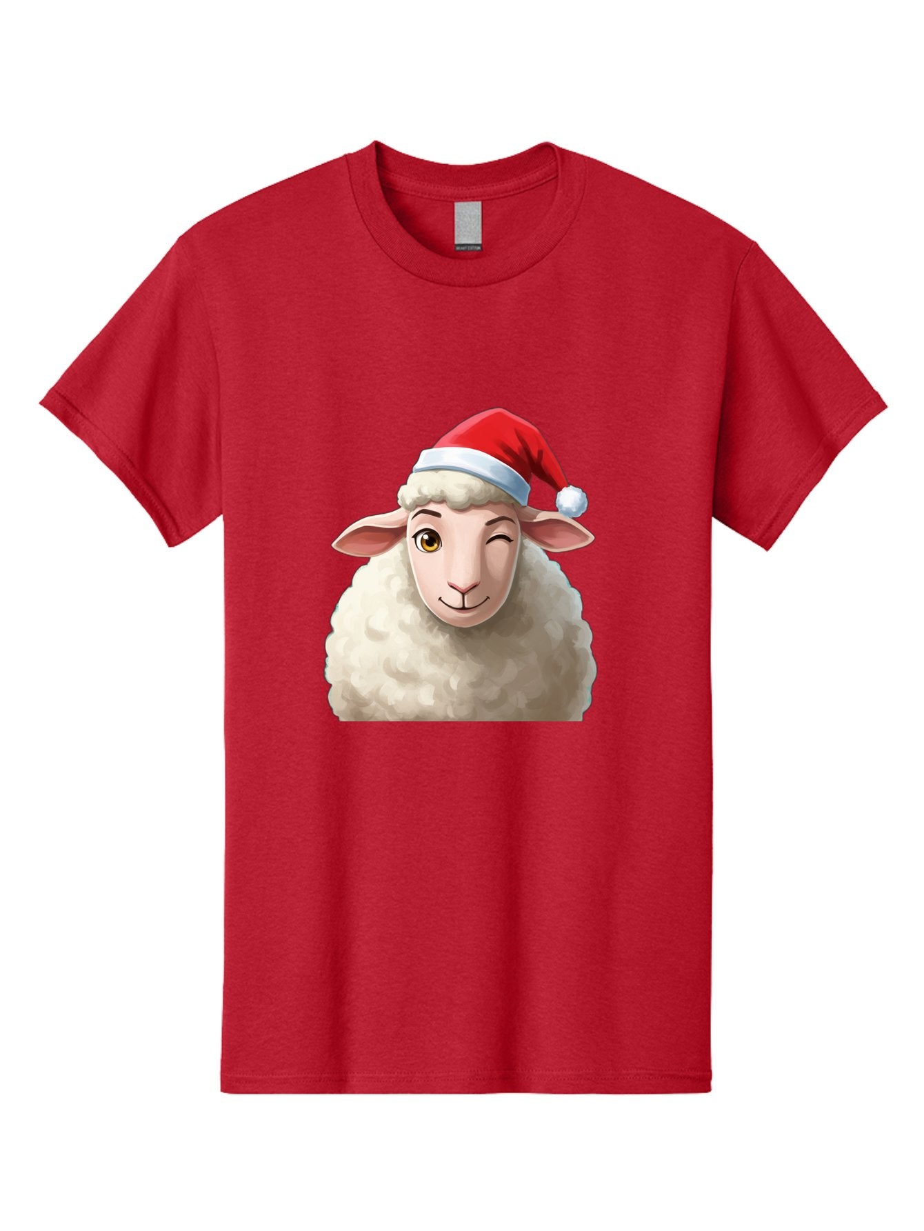 Sheep-In-Santa-Hat-1 Men'S Graphic Tee, 100% Cotton, Comfortable Casual Summer Wear, Machine Washable, Cartoon Sheep, Santa Hat, Christmas Character, Festive Animal, Holiday Cheer, Fluffy Sheep, Merry Christmas, Winter Wonderland, Funny Sheep Bad549 13