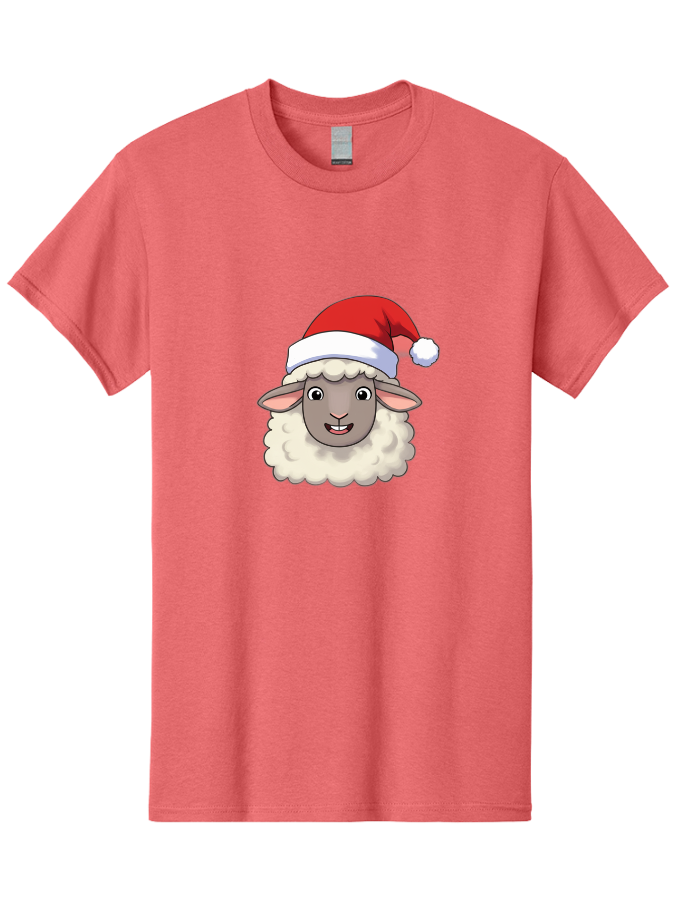 Sheep-In-Santa-Hat Men'S Graphic Tee, 100% Cotton, Comfortable Casual Summer Wear, Machine Washable, Cartoon Sheep, Santa Hat, Festive Character, Holiday Cheer, Cute Animal, Fluffy Sheep, Christmas Theme, Fun Design, Playful Illustration, Bad550 11