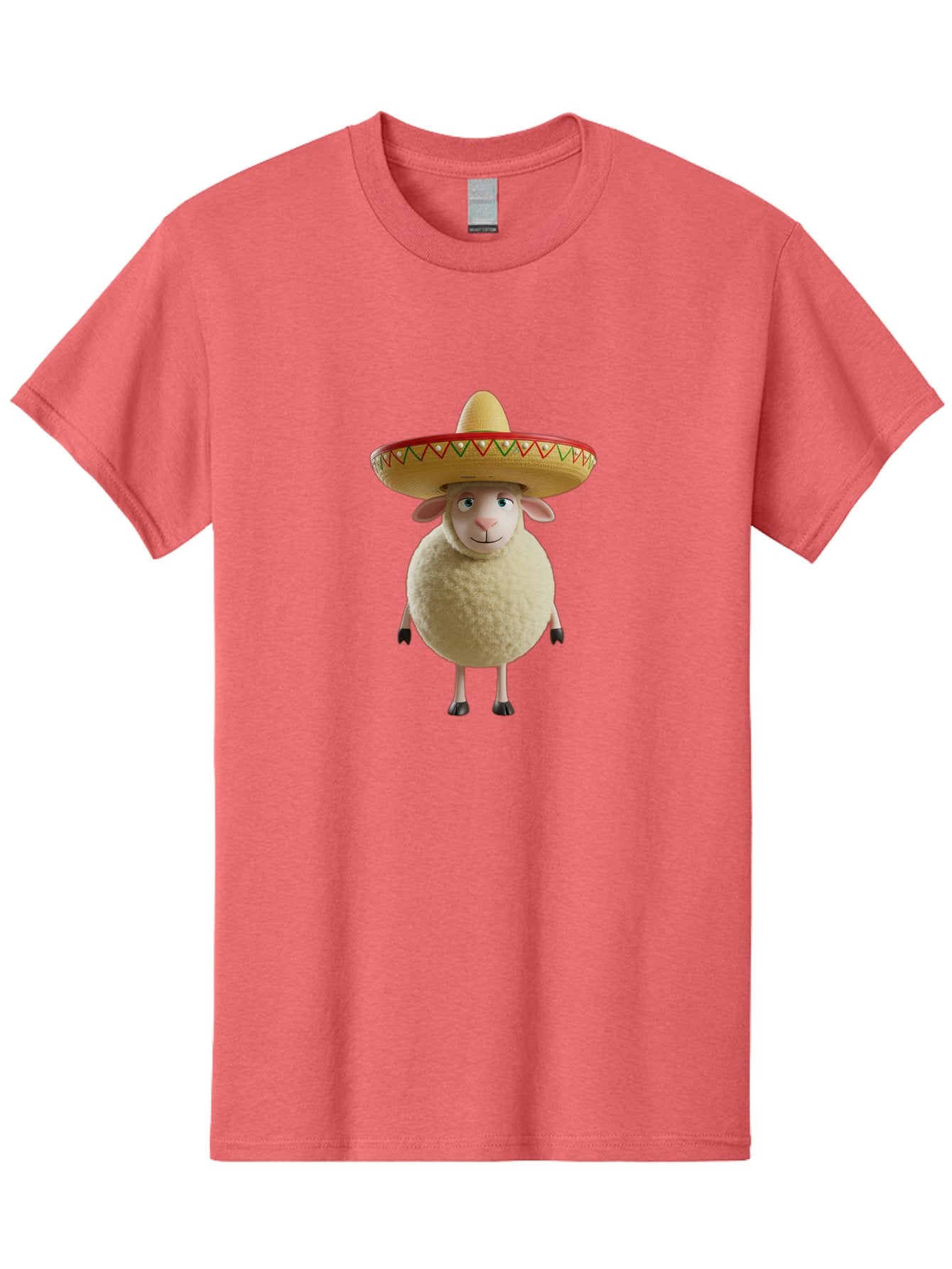 Sheep-In-Sombrero Men'S Graphic Tee, 100% Cotton, Comfortable Casual Summer Wear, Machine Washable, Cartoon Sheep Wearing Sombrero, Funny Animal, Humorous Illustration, Playful Character, Whimsical Design, Sheep In Hat Bad551 7