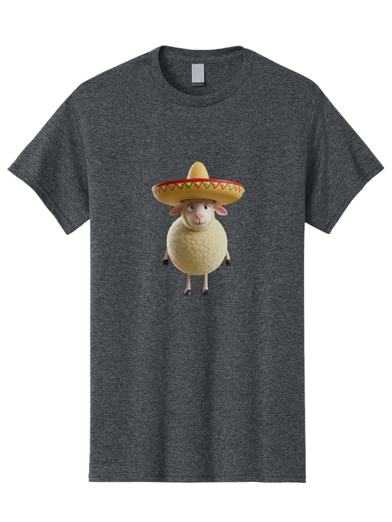 Sheep-In-Sombrero Men'S Graphic Tee, 100% Cotton, Comfortable Casual Summer Wear, Machine Washable, Cartoon Sheep Wearing Sombrero, Funny Animal, Humorous Illustration, Playful Character, Whimsical Design, Sheep In Hat Bad551 14