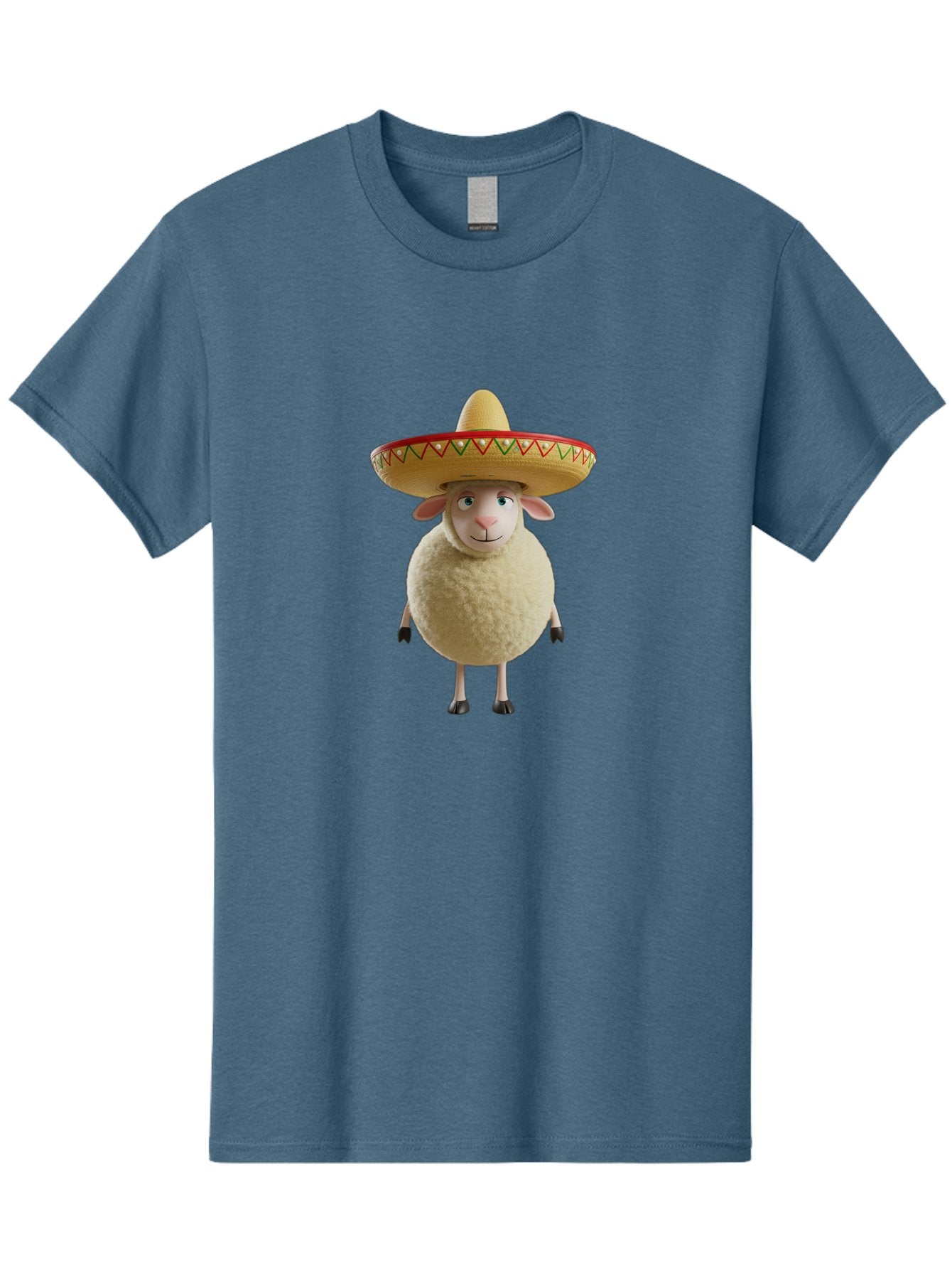 Sheep-In-Sombrero Men'S Graphic Tee, 100% Cotton, Comfortable Casual Summer Wear, Machine Washable, Cartoon Sheep Wearing Sombrero, Funny Animal, Humorous Illustration, Playful Character, Whimsical Design, Sheep In Hat Bad551 11