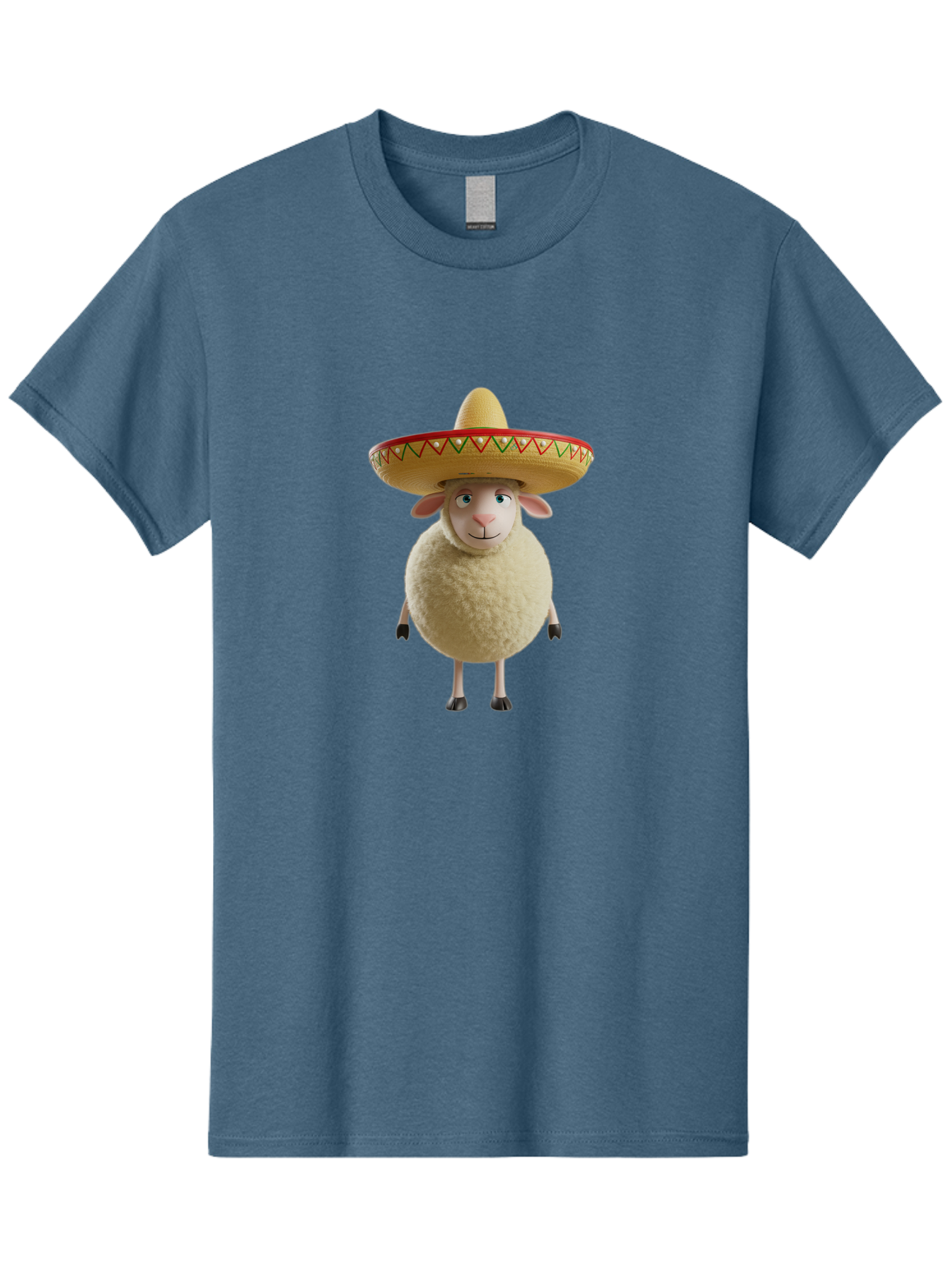 Sheep-In-Sombrero Men'S Graphic Tee, 100% Cotton, Comfortable Casual Summer Wear, Machine Washable, Cartoon Sheep Wearing Sombrero, Funny Animal, Humorous Illustration, Playful Character, Whimsical Design, Sheep In Hat Bad551 4