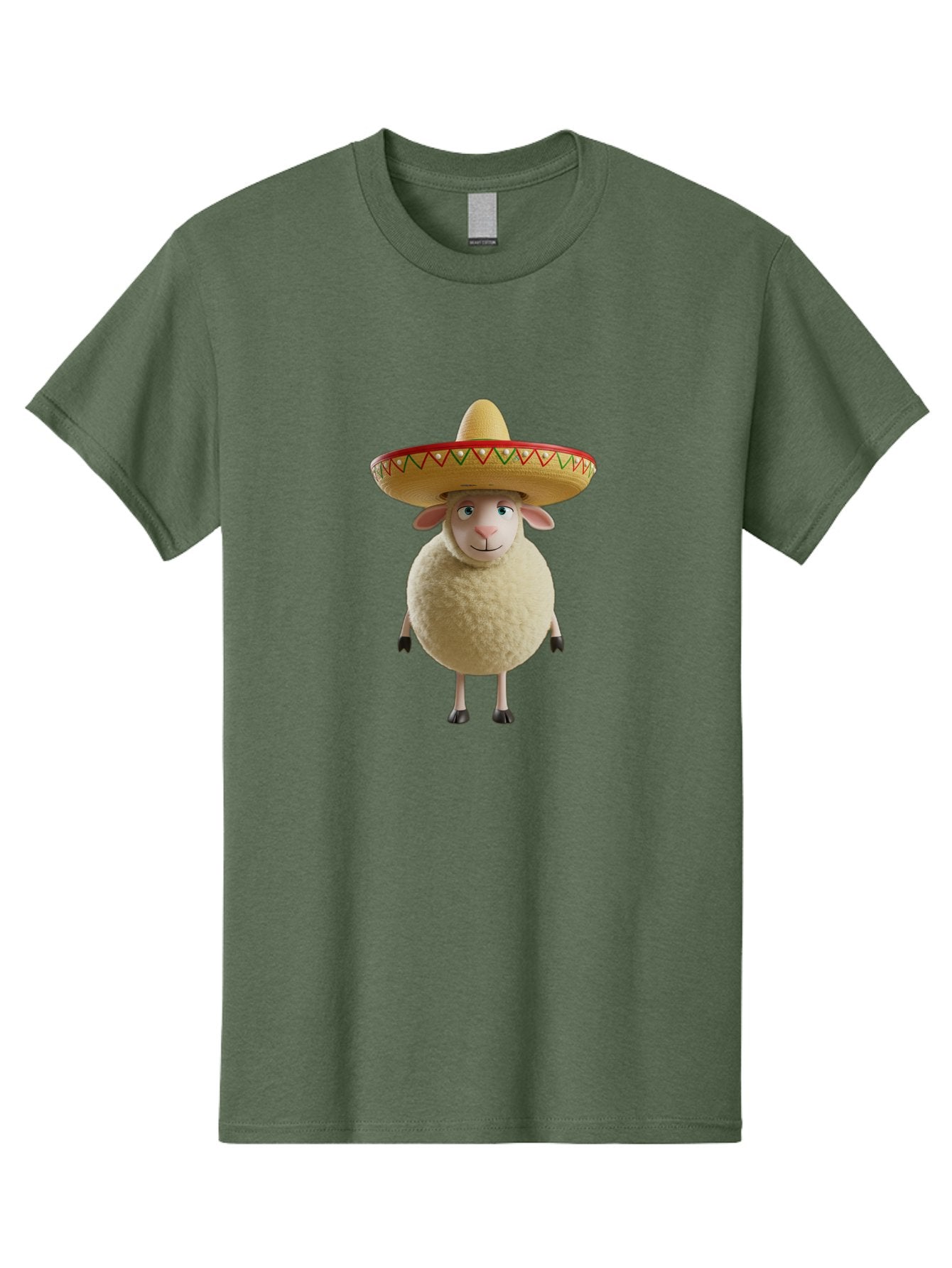 Sheep-In-Sombrero Men'S Graphic Tee, 100% Cotton, Comfortable Casual Summer Wear, Machine Washable, Cartoon Sheep Wearing Sombrero, Funny Animal, Humorous Illustration, Playful Character, Whimsical Design, Sheep In Hat Bad551 10