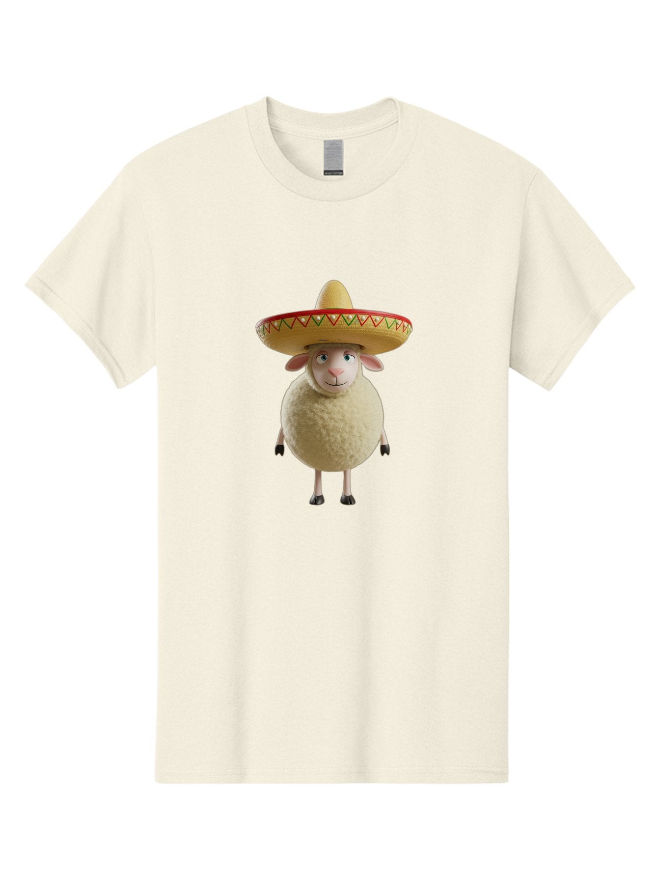 Sheep-In-Sombrero Men'S Graphic Tee, 100% Cotton, Comfortable Casual Summer Wear, Machine Washable, Cartoon Sheep Wearing Sombrero, Funny Animal, Humorous Illustration, Playful Character, Whimsical Design, Sheep In Hat Bad551 13