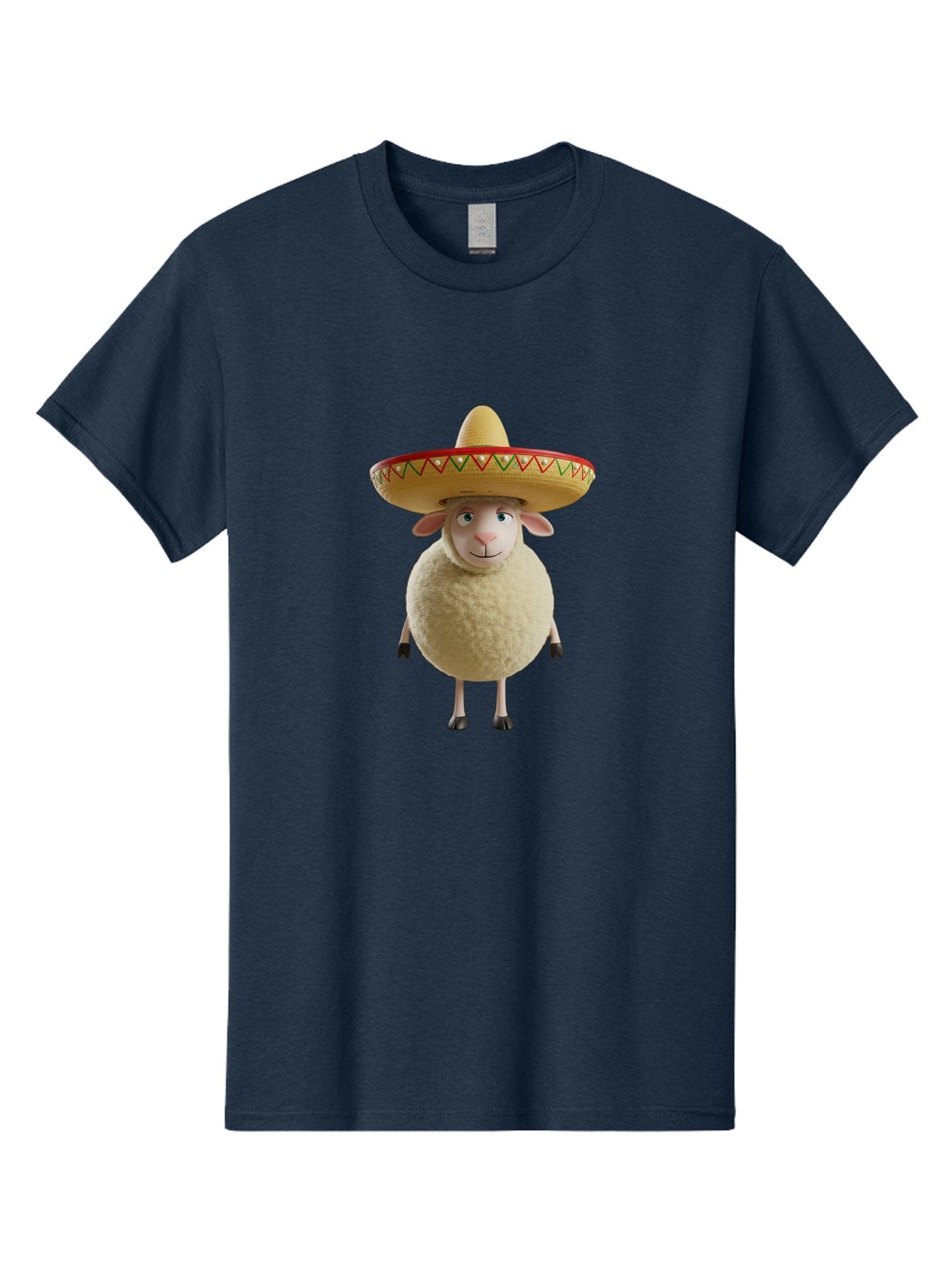 Sheep-In-Sombrero Men'S Graphic Tee, 100% Cotton, Comfortable Casual Summer Wear, Machine Washable, Cartoon Sheep Wearing Sombrero, Funny Animal, Humorous Illustration, Playful Character, Whimsical Design, Sheep In Hat Bad551 9