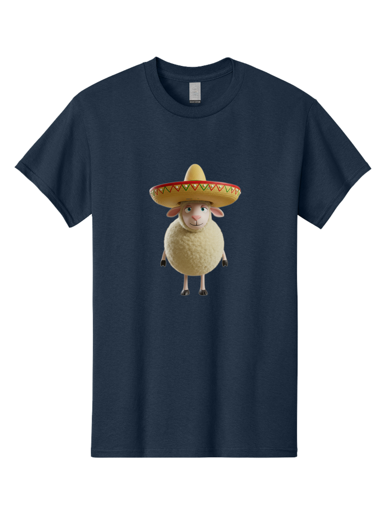 Sheep-In-Sombrero Men'S Graphic Tee, 100% Cotton, Comfortable Casual Summer Wear, Machine Washable, Cartoon Sheep Wearing Sombrero, Funny Animal, Humorous Illustration, Playful Character, Whimsical Design, Sheep In Hat Bad551 5