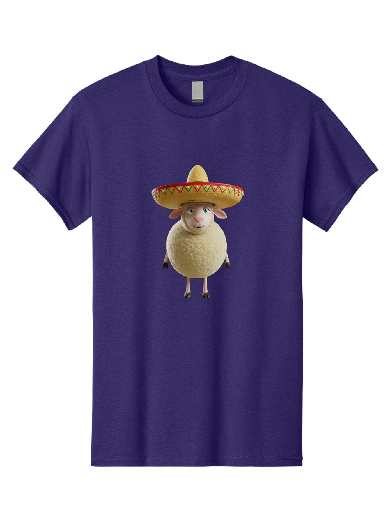 Sheep-In-Sombrero Men'S Graphic Tee, 100% Cotton, Comfortable Casual Summer Wear, Machine Washable, Cartoon Sheep Wearing Sombrero, Funny Animal, Humorous Illustration, Playful Character, Whimsical Design, Sheep In Hat Bad551 8