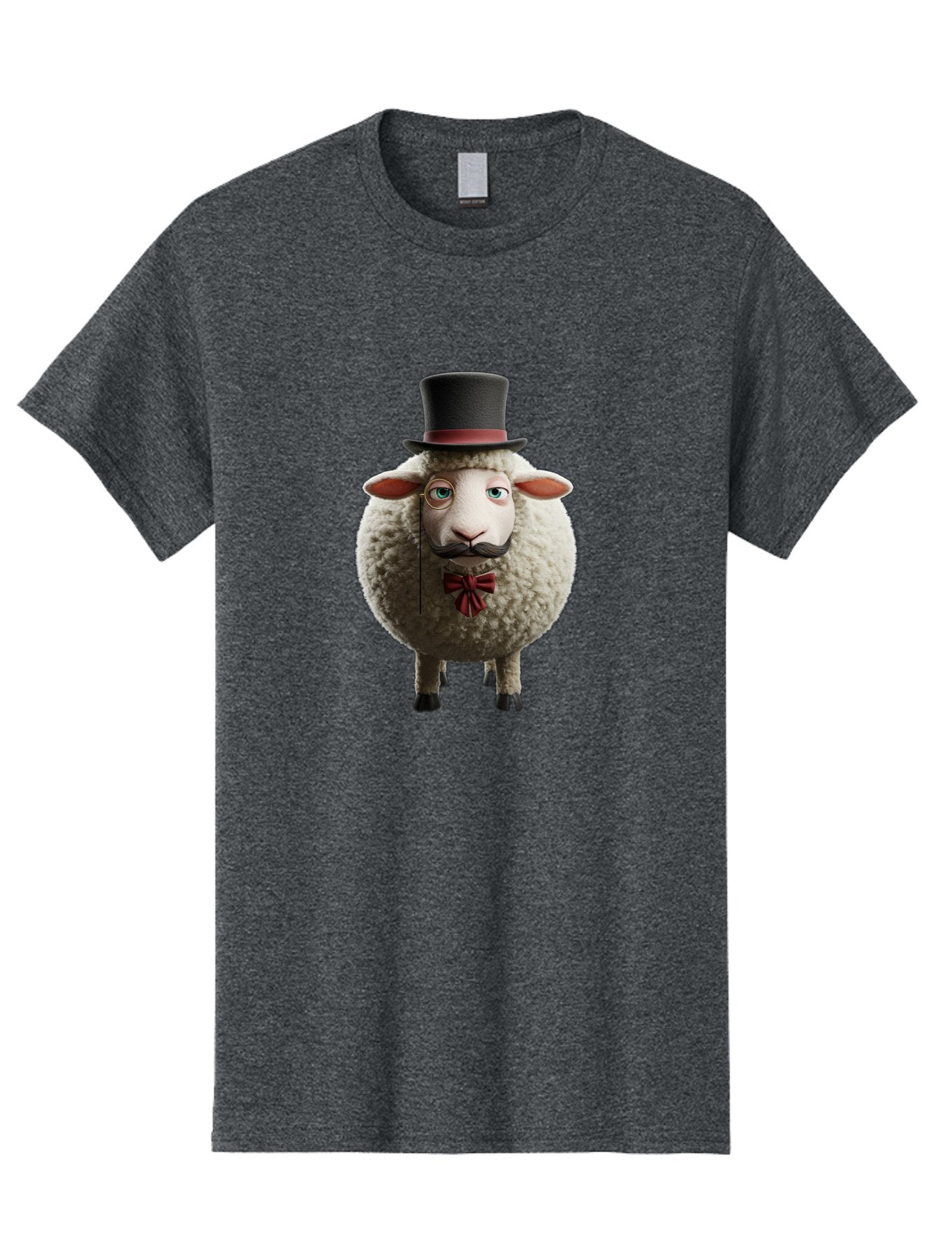 Sheep-In-Top-Hat-1 Men'S Graphic Tee, 100% Cotton, Comfortable Casual Summer Wear, Machine Washable, Sheep In A Top Hat, Cartoon Character, Funny Animal, Red Bow Tie, Black Mustache, Fluffy Sheep, Humorous Illustration, Whimsical Design, Bad552 14
