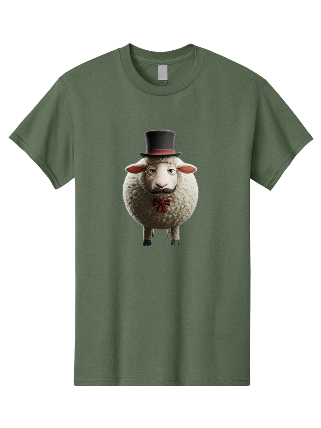 Sheep-In-Top-Hat-1 Men'S Graphic Tee, 100% Cotton, Comfortable Casual Summer Wear, Machine Washable, Sheep In A Top Hat, Cartoon Character, Funny Animal, Red Bow Tie, Black Mustache, Fluffy Sheep, Humorous Illustration, Whimsical Design, Bad552 9