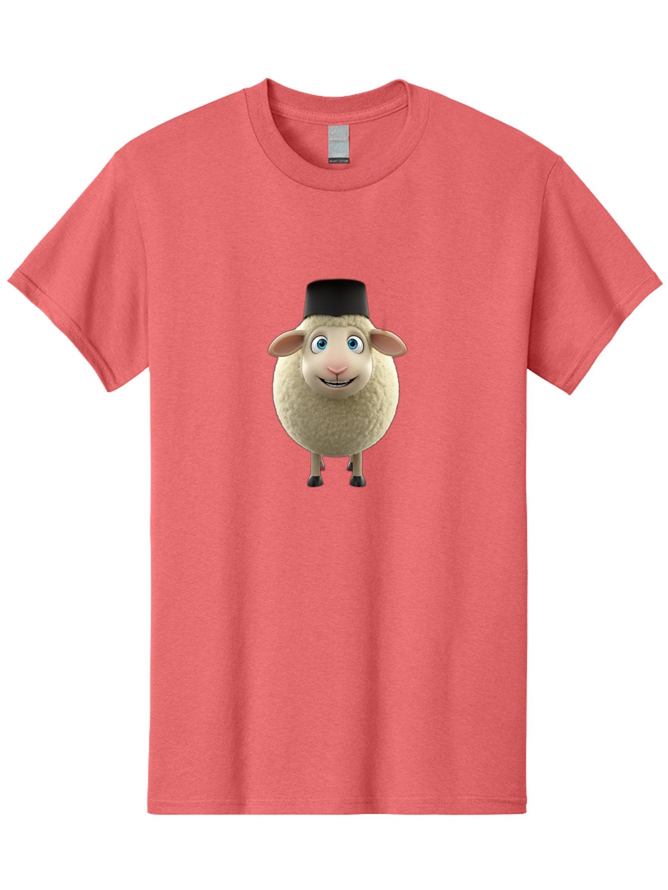Sheep-In-Top-Hat Men'S Graphic Tee, 100% Cotton, Comfortable Casual Summer Wear, Machine Washable, Cartoon Sheep, White Sheep, Fluffy Sheep, Funny Character, Animated Animal, Lovable Sheep, Sheep Character, Blue Eyes, Black Hat Bad553 6