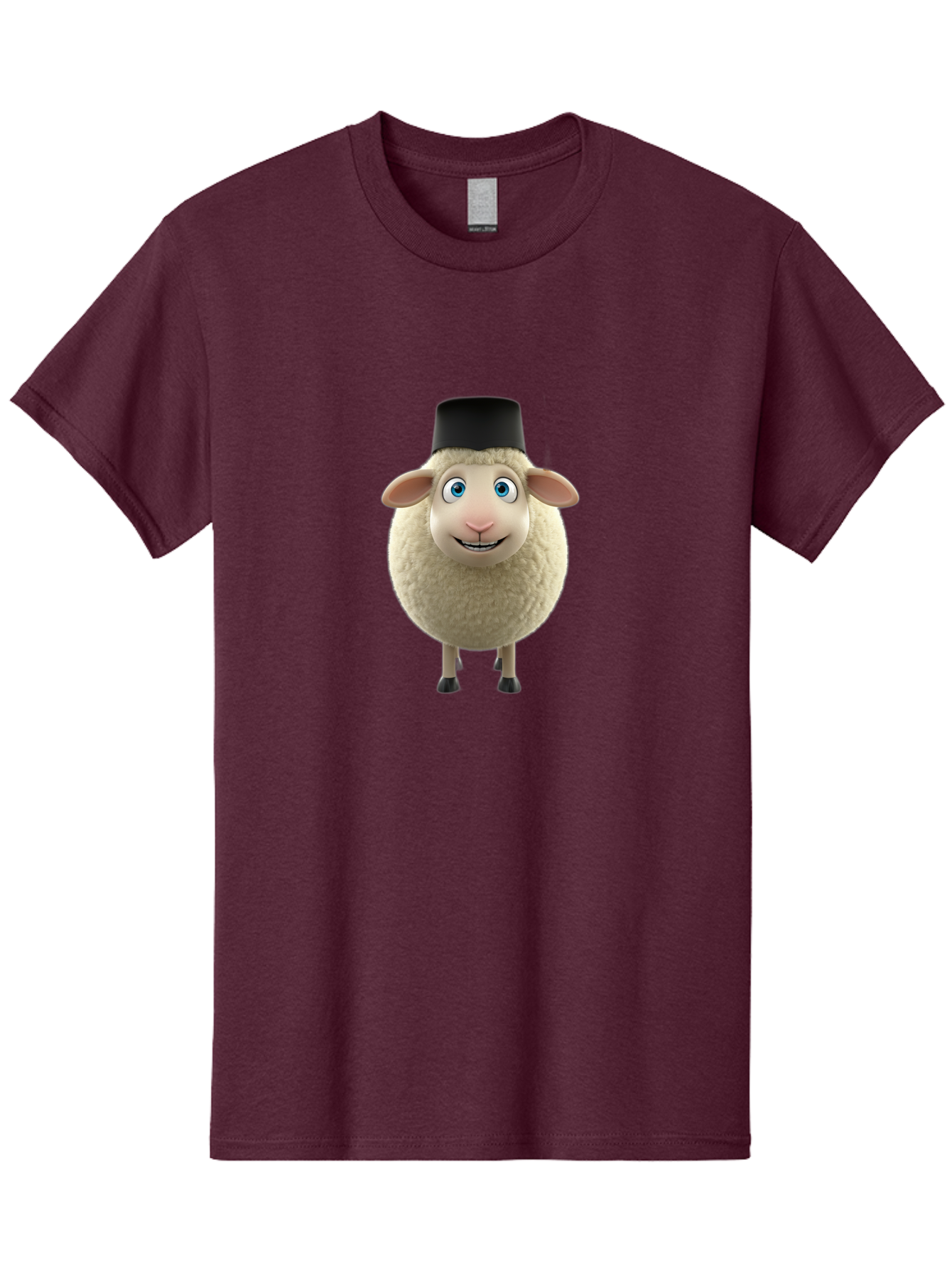 Sheep-In-Top-Hat Men'S Graphic Tee, 100% Cotton, Comfortable Casual Summer Wear, Machine Washable, Cartoon Sheep, White Sheep, Fluffy Sheep, Funny Character, Animated Animal, Lovable Sheep, Sheep Character, Blue Eyes, Black Hat Bad553 11