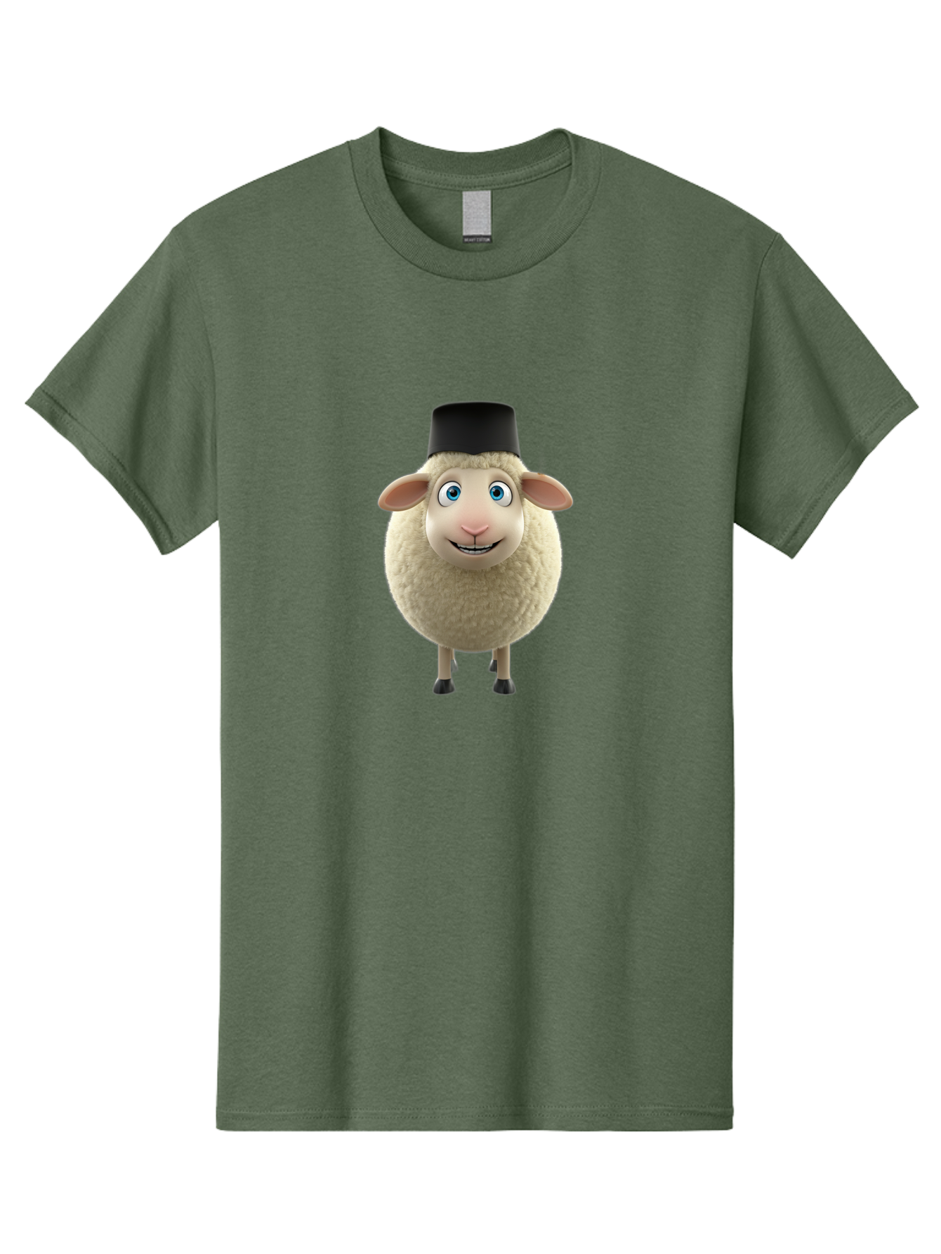 Sheep-In-Top-Hat Men'S Graphic Tee, 100% Cotton, Comfortable Casual Summer Wear, Machine Washable, Cartoon Sheep, White Sheep, Fluffy Sheep, Funny Character, Animated Animal, Lovable Sheep, Sheep Character, Blue Eyes, Black Hat Bad553 9